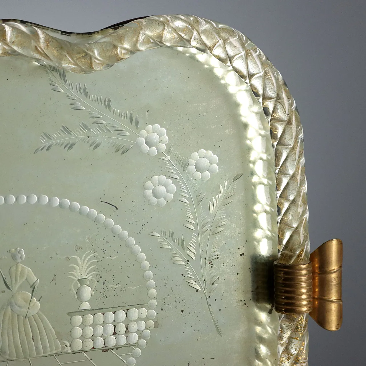 Vassoio a specchio inciso, Manifattura di Murano, '900 5