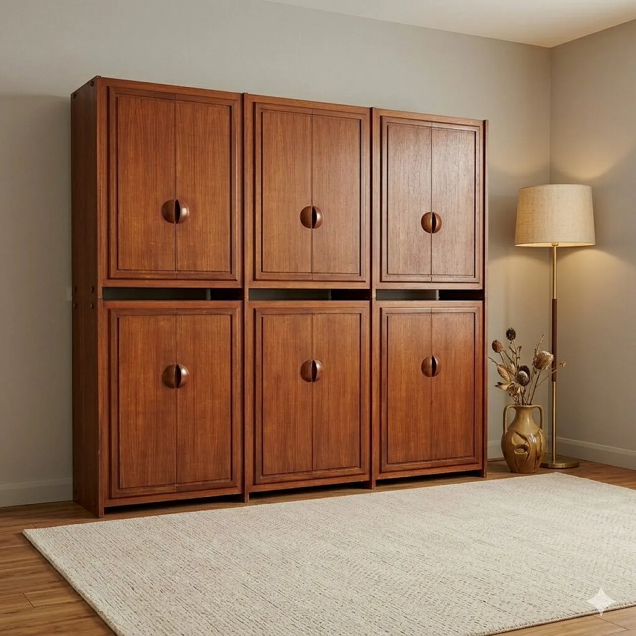 6-door wardrobe plus 6 wooden doors, 20th century 2
