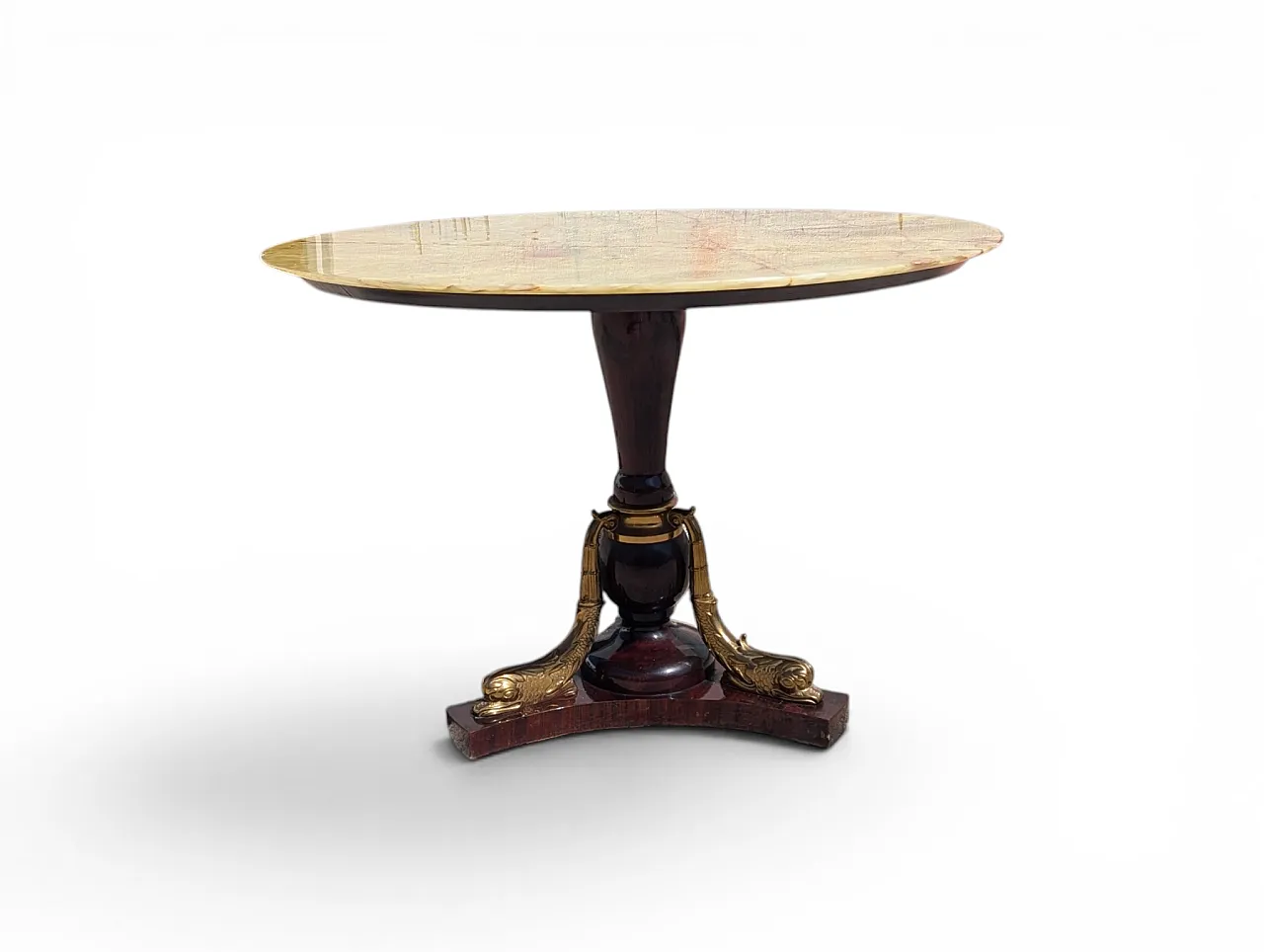 Empire style central table with onyx top, 1950s 2