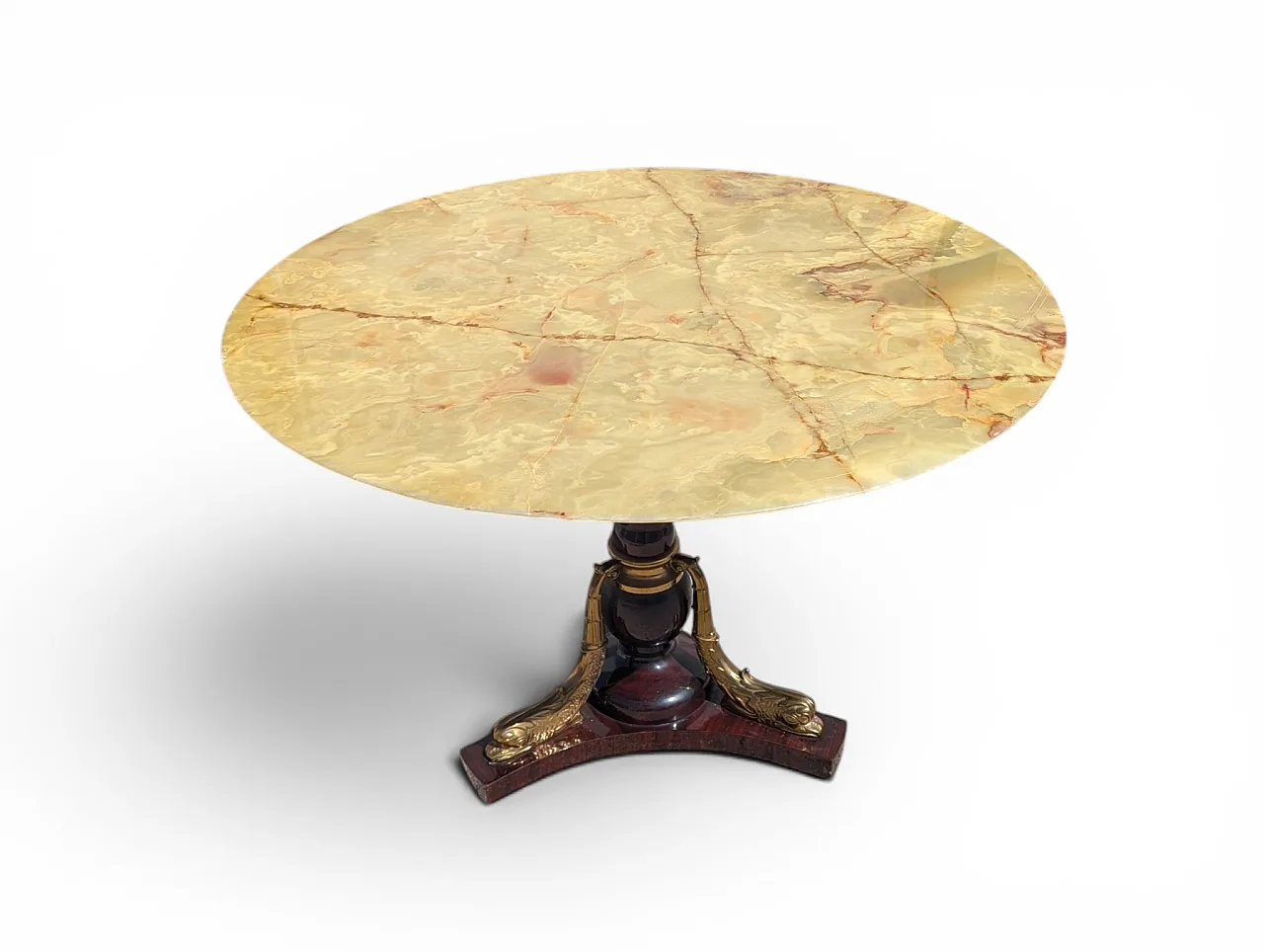 Empire style central table with onyx top, 1950s 3