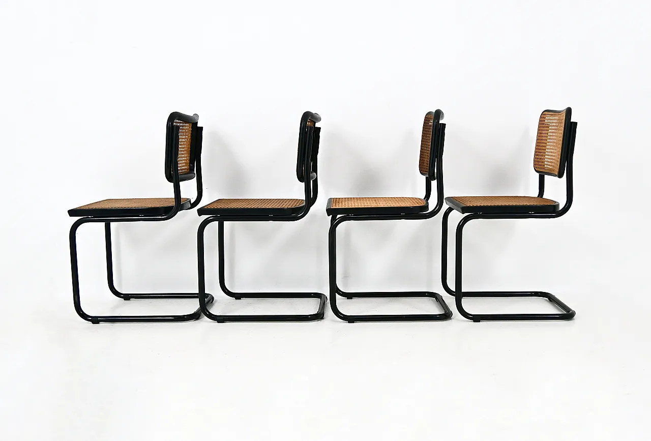 4 Sedie da pranzo All Black stile B32 di Marcel Breuer, anni '90 6