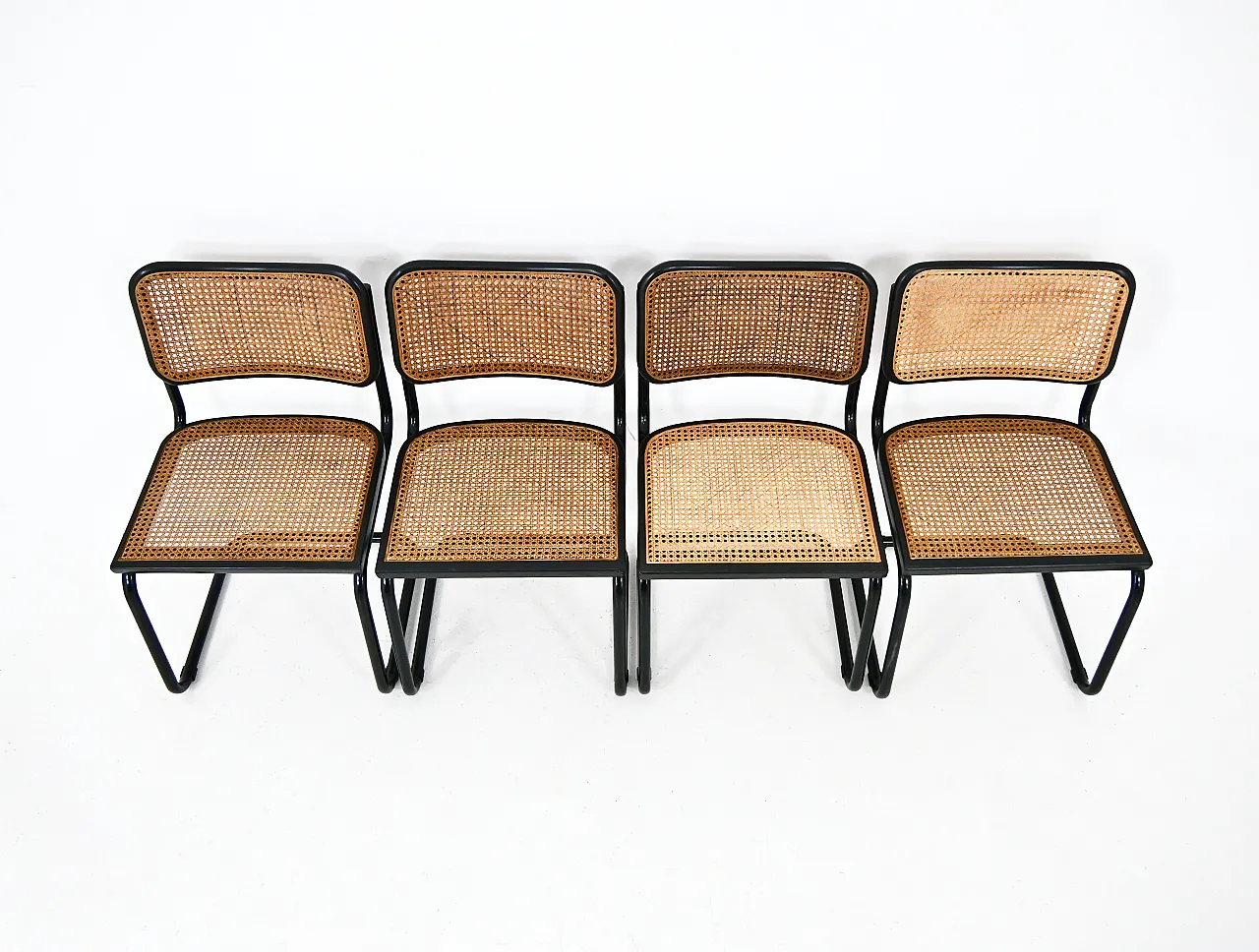 4 Sedie da pranzo All Black stile B32 di Marcel Breuer, anni '90 7