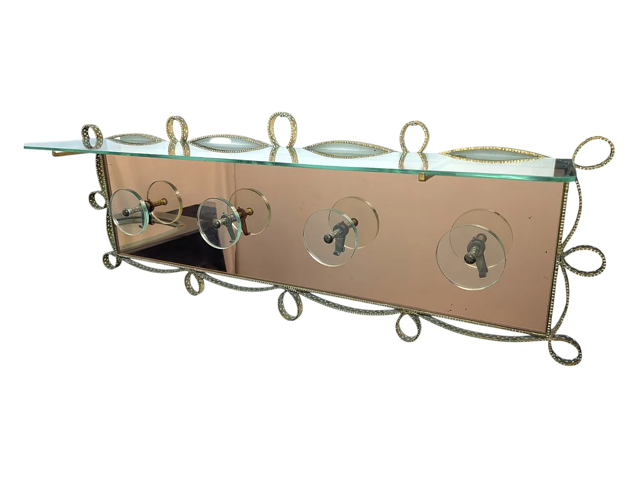 Iron and glass wall coat hanger, 1950s 1