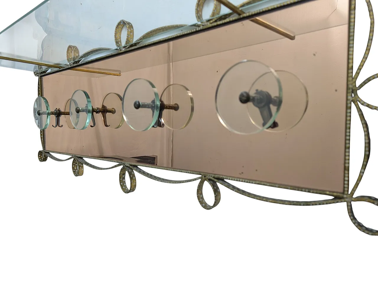 Iron and glass wall coat hanger, 1950s 3