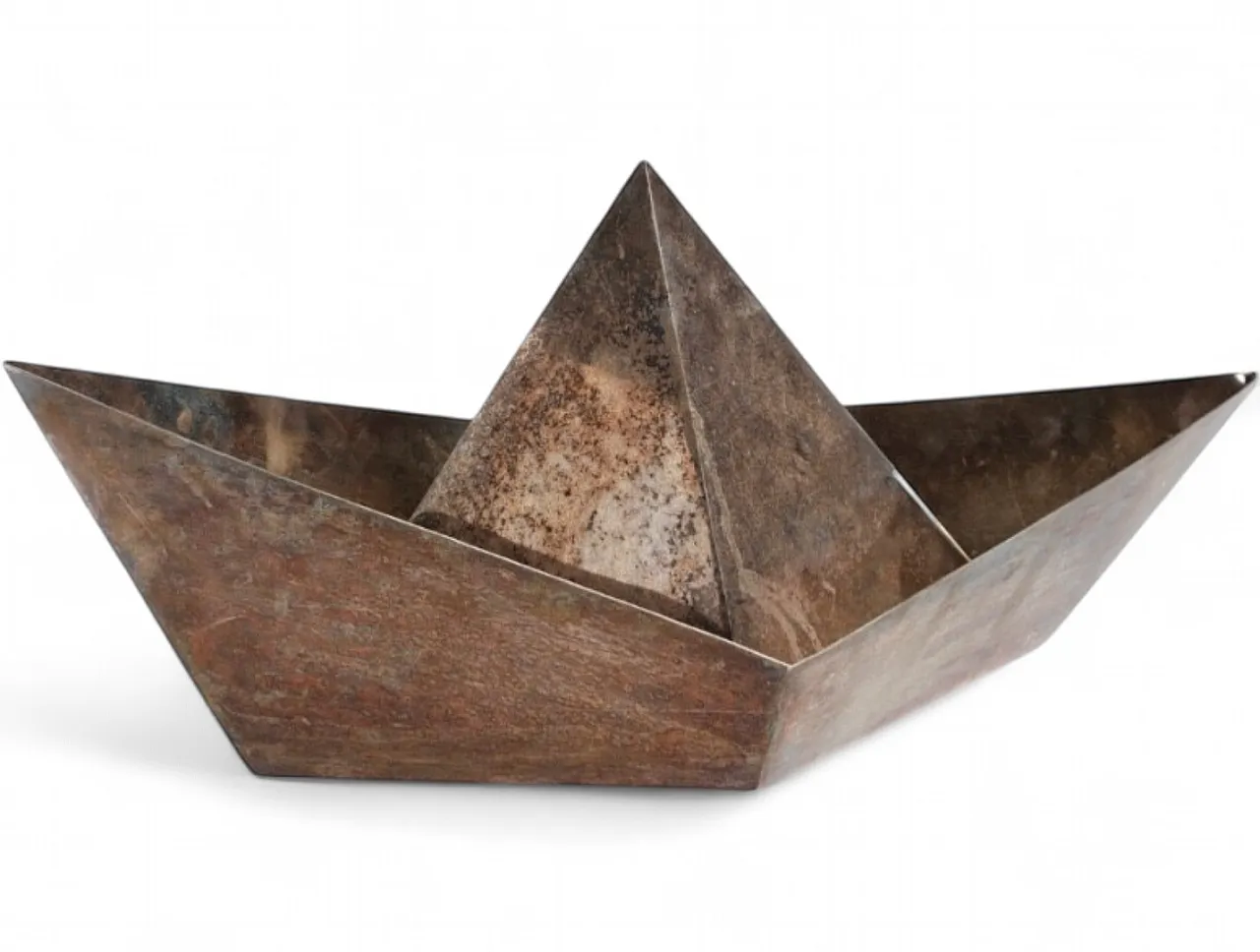 Silver plated paper boat sculpture by Aldo Cibic for Paola C, 1980 17