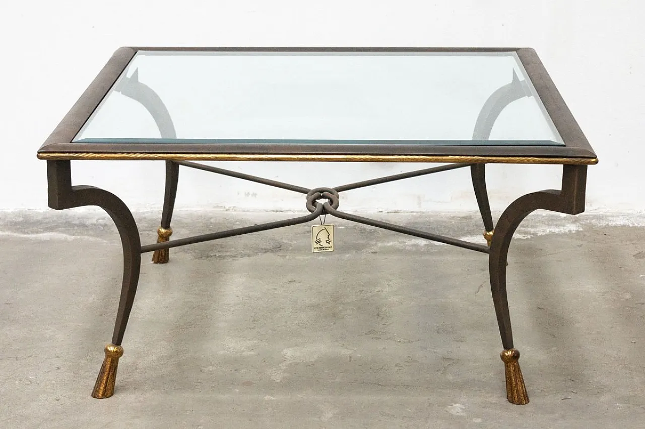 Coffee table in wrought iron and glass, 1980s 1