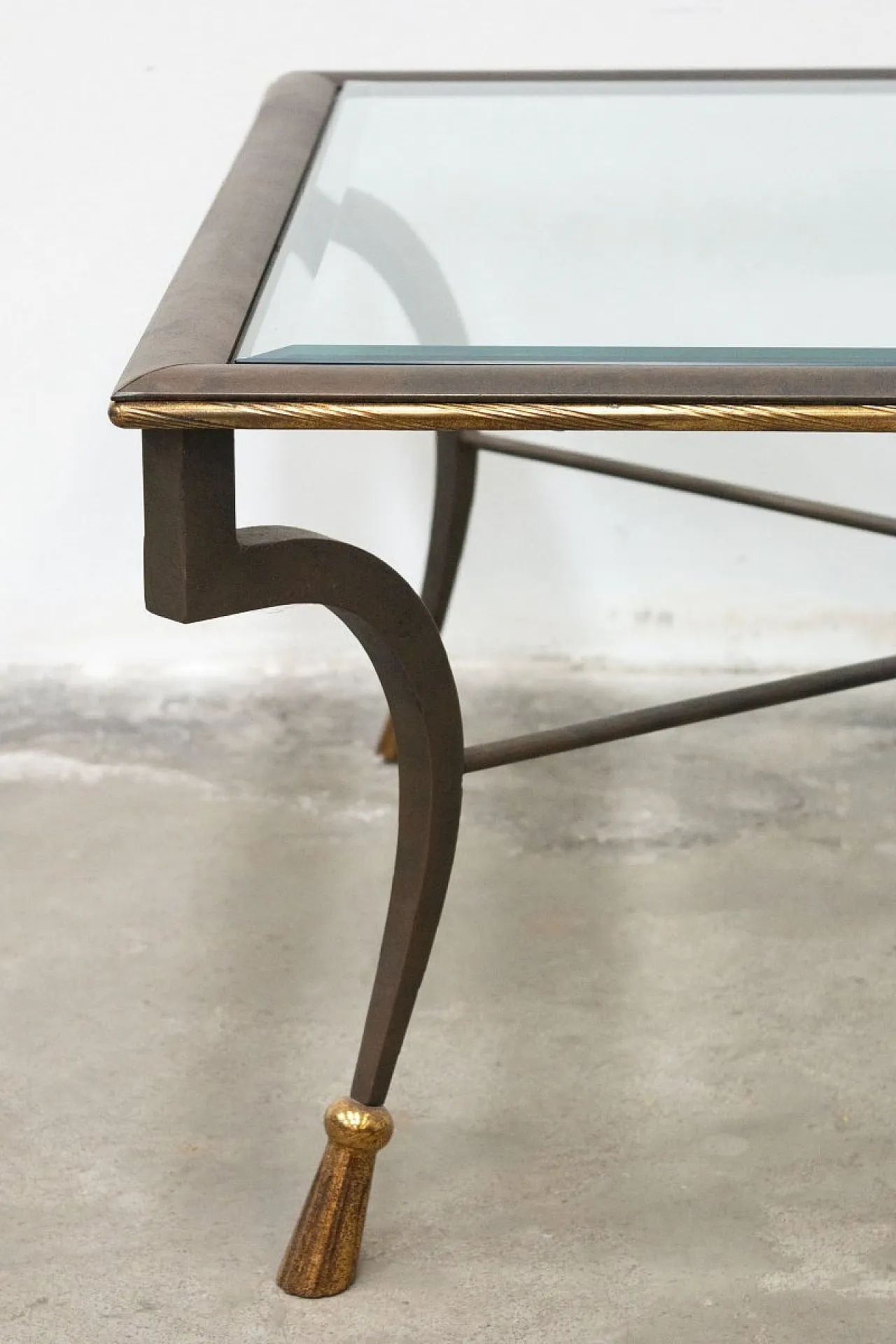 Coffee table in wrought iron and glass, 1980s 2