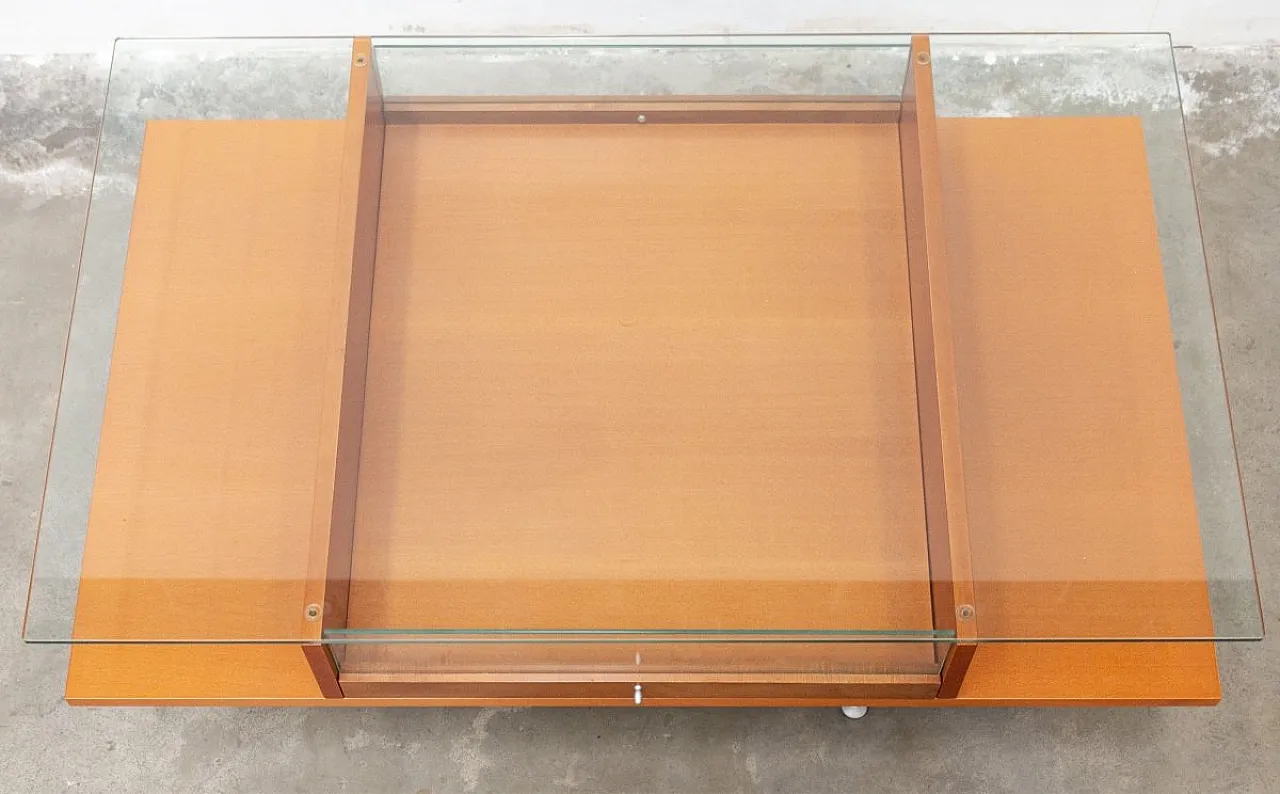 Wood and glass coffee table with Noticeboard drawer, 2000s 3