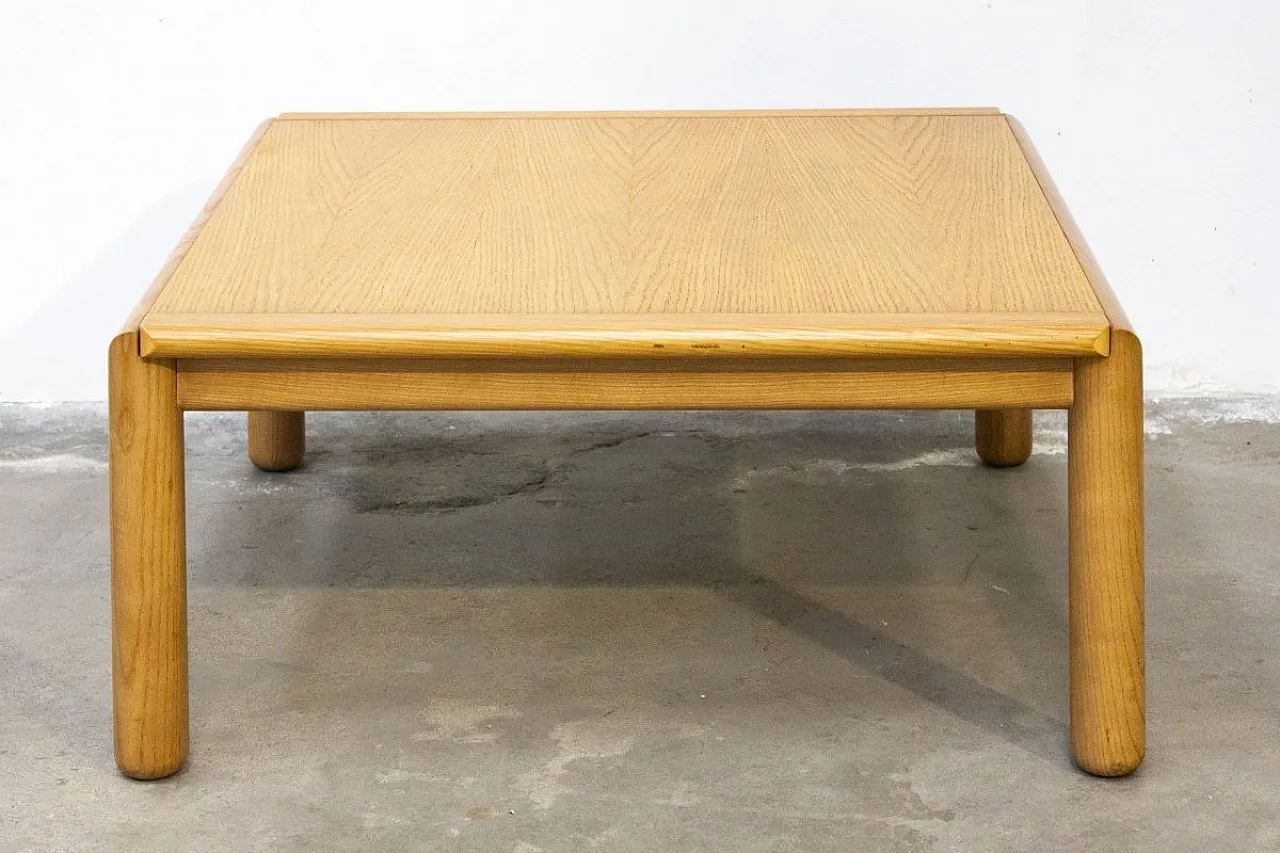 Square coffee table in ash, 1980s 1