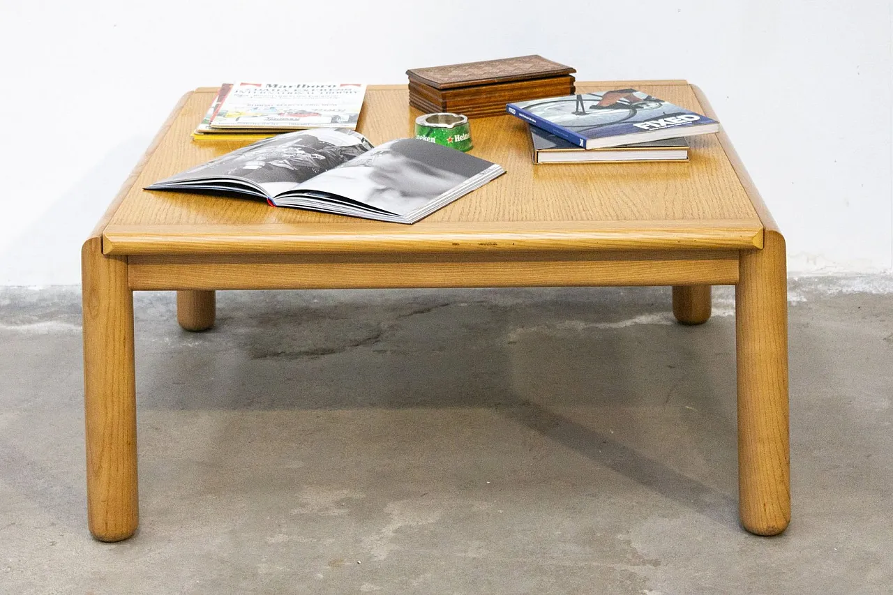 Square coffee table in ash, 1980s 4