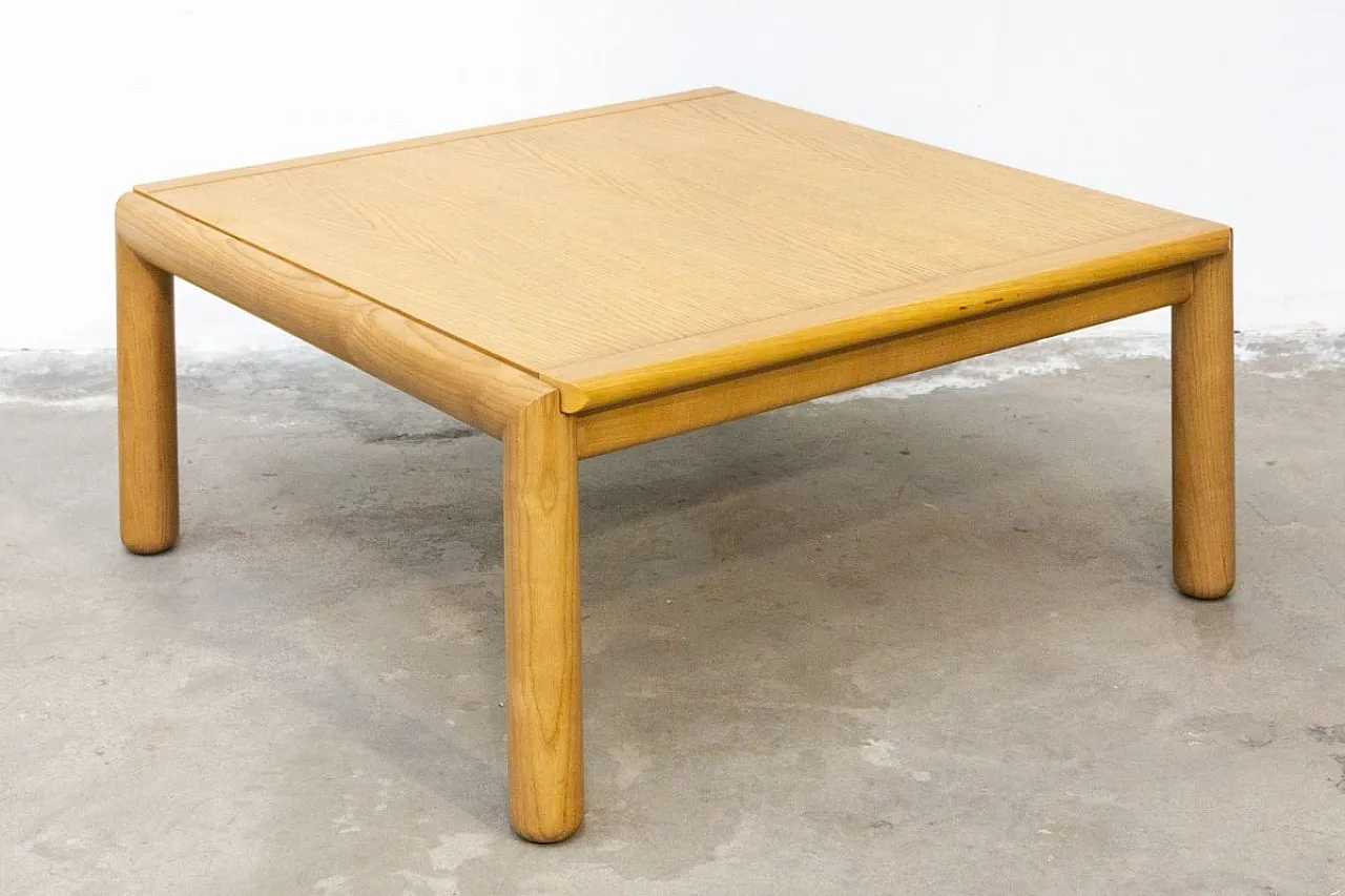 Square coffee table in ash, 1980s 7