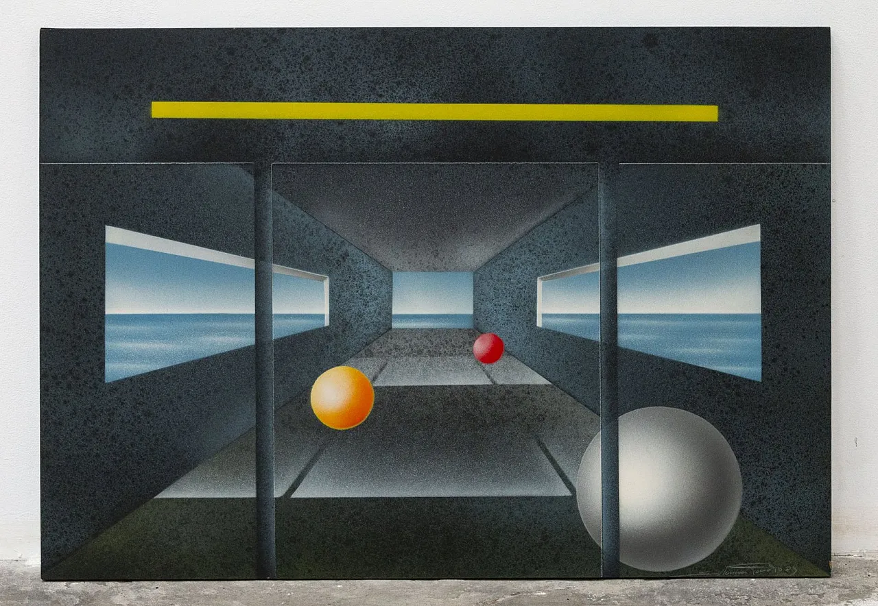 Fausto Salomoni, Composizione, Pittura su tavola, anni '80 1