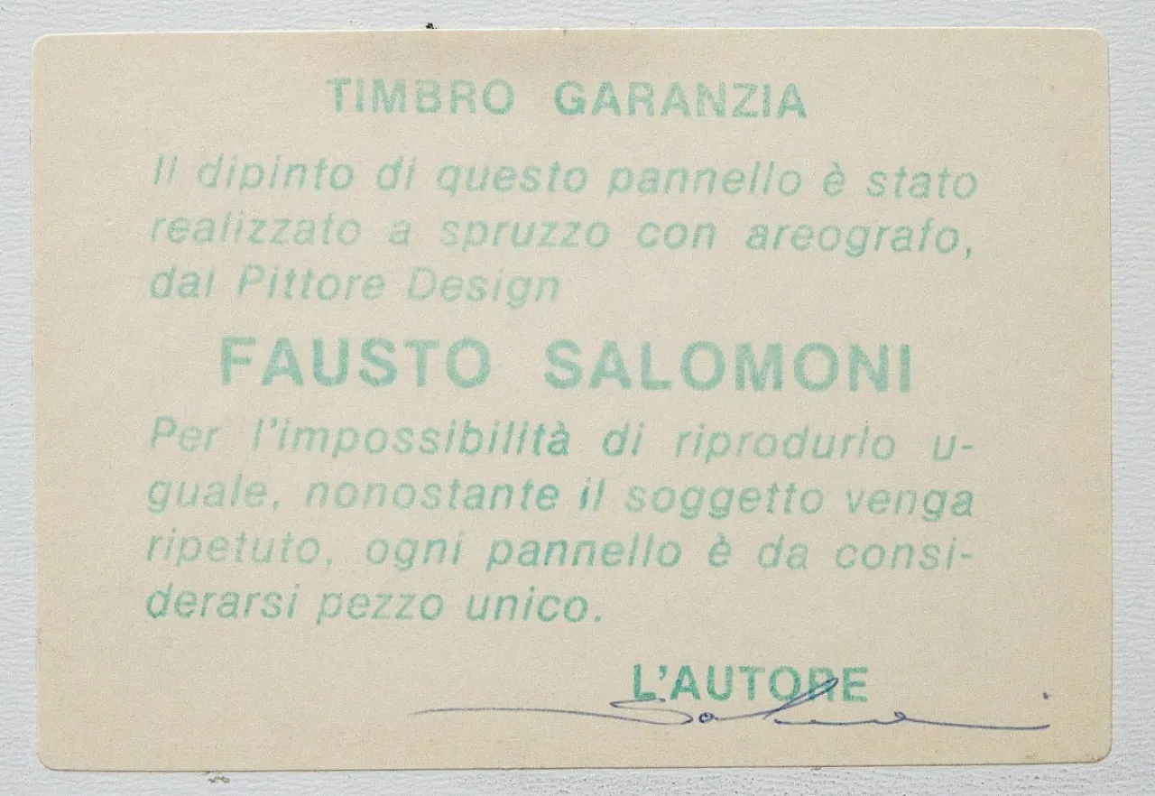 Fausto Salomoni, Composizione, pittura su tavola, anni '80 6