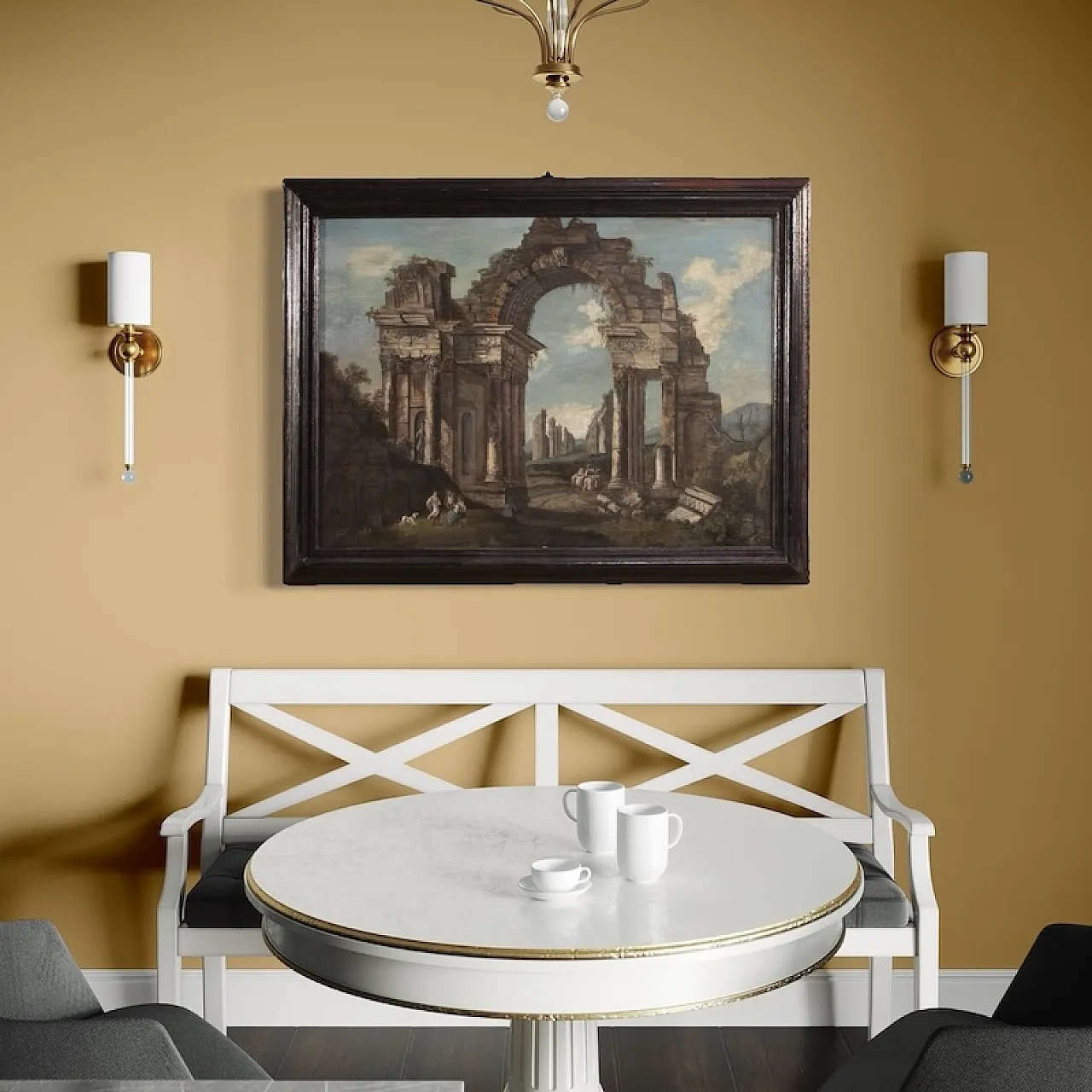 Italian architectural capriccio painting from the 20th century 5