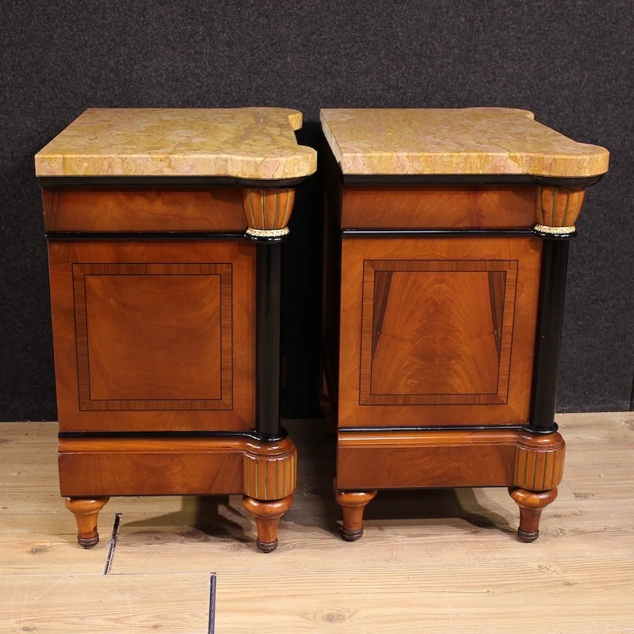 Pair of Italian bedside tables marble top, 20th century 3