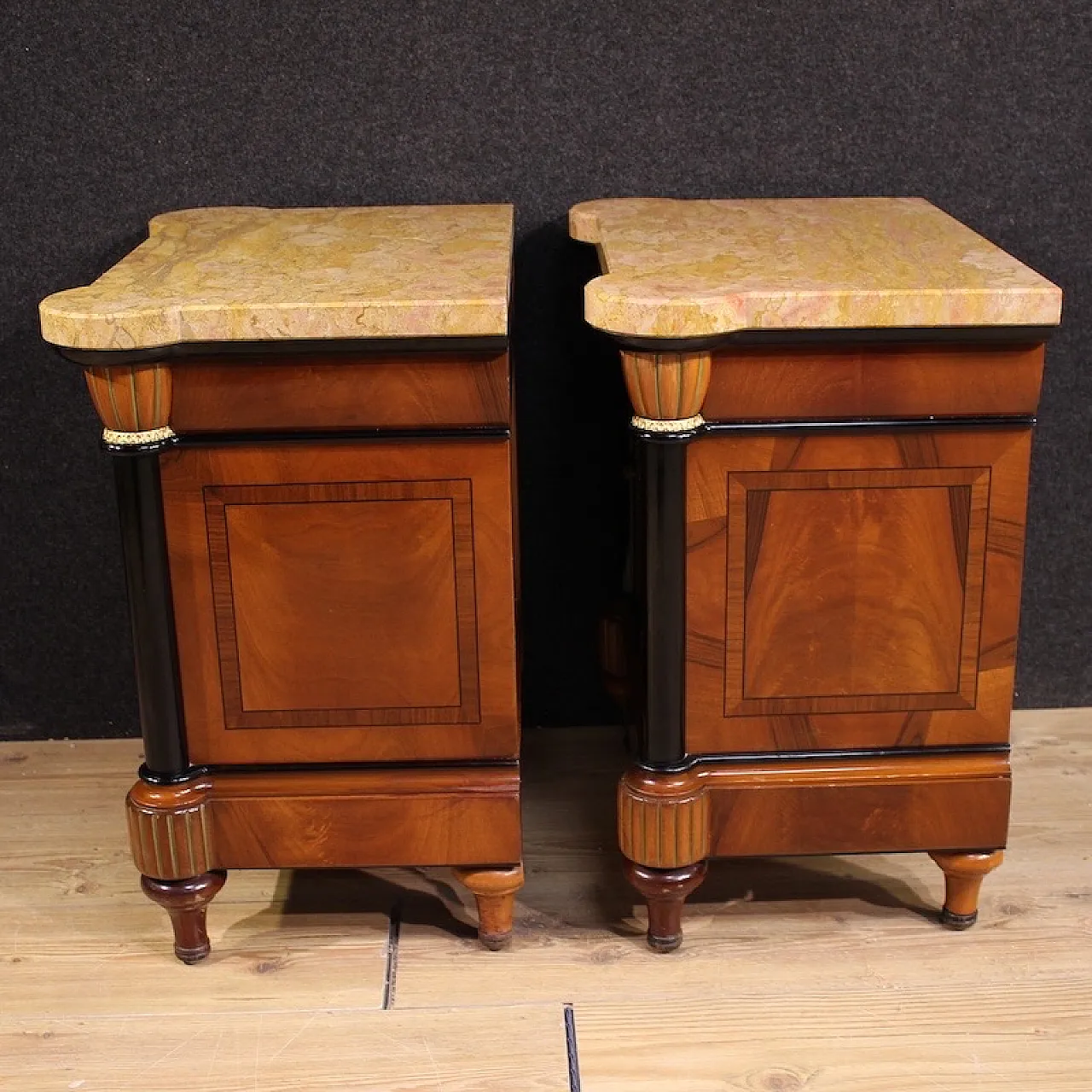 Pair of Italian bedside tables marble top, 20th century 5