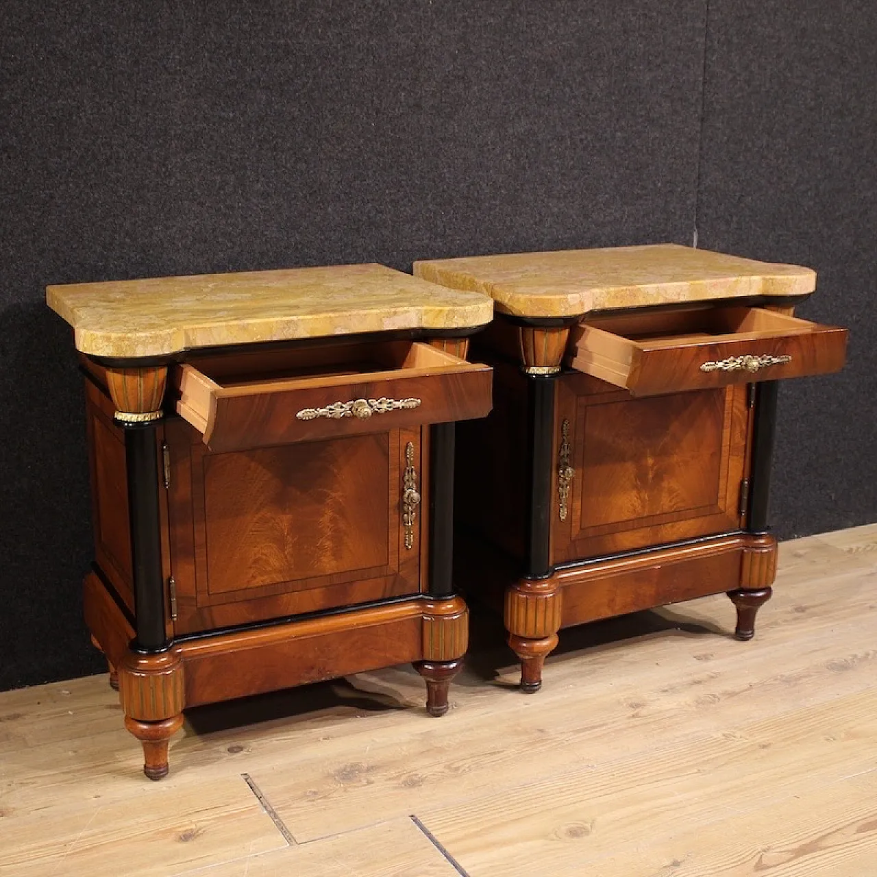Pair of Italian bedside tables marble top, 20th century 7