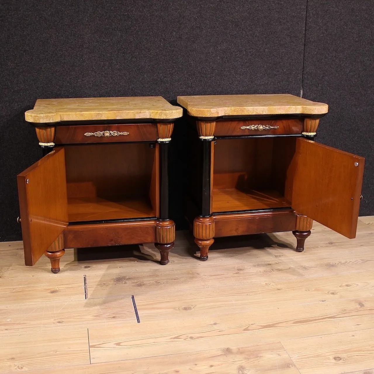 Pair of Italian bedside tables marble top, 20th century 8
