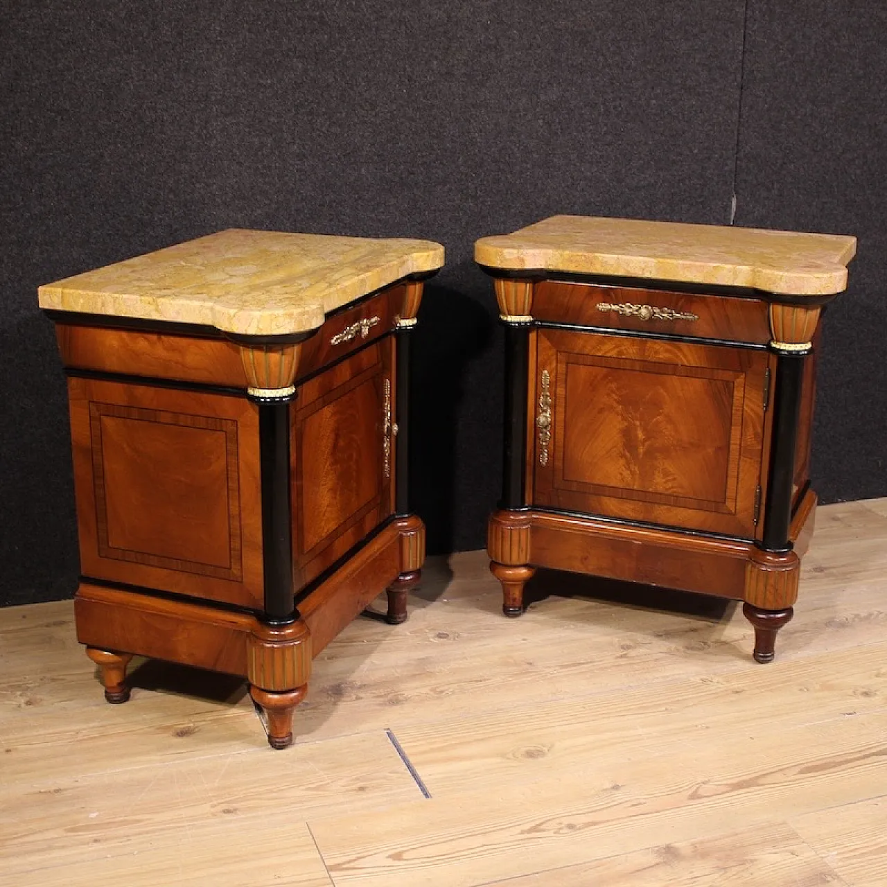 Pair of Italian bedside tables marble top, 20th century 12