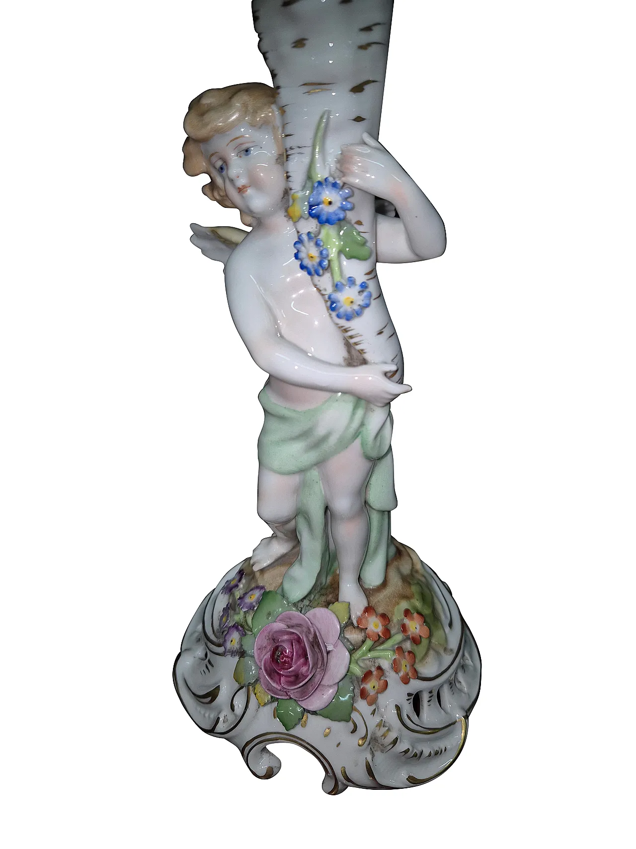 Coppia di candelabri in porcellana Capodimonte, metà secolo XX 3
