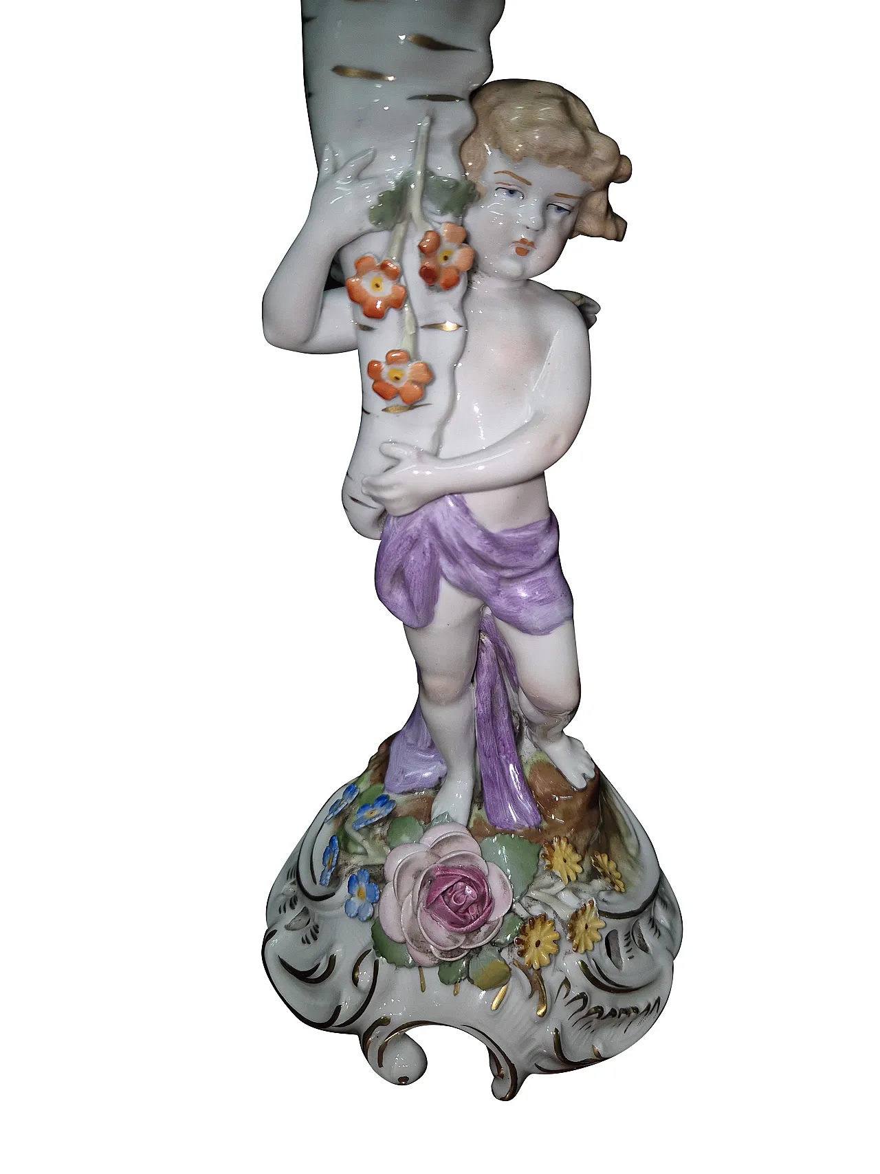 Coppia di candelabri in porcellana Capodimonte, metà secolo XX 4