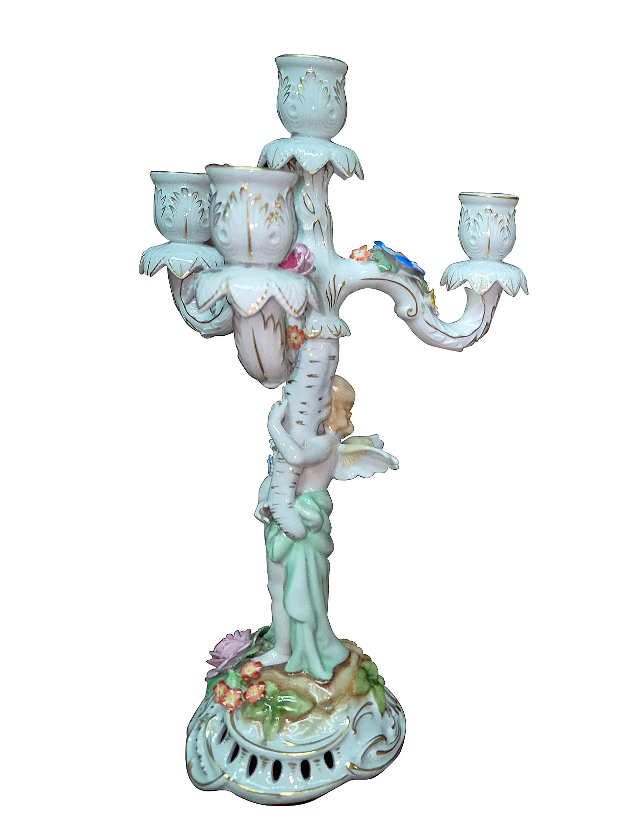 Coppia di candelabri in porcellana Capodimonte, metà secolo XX 9