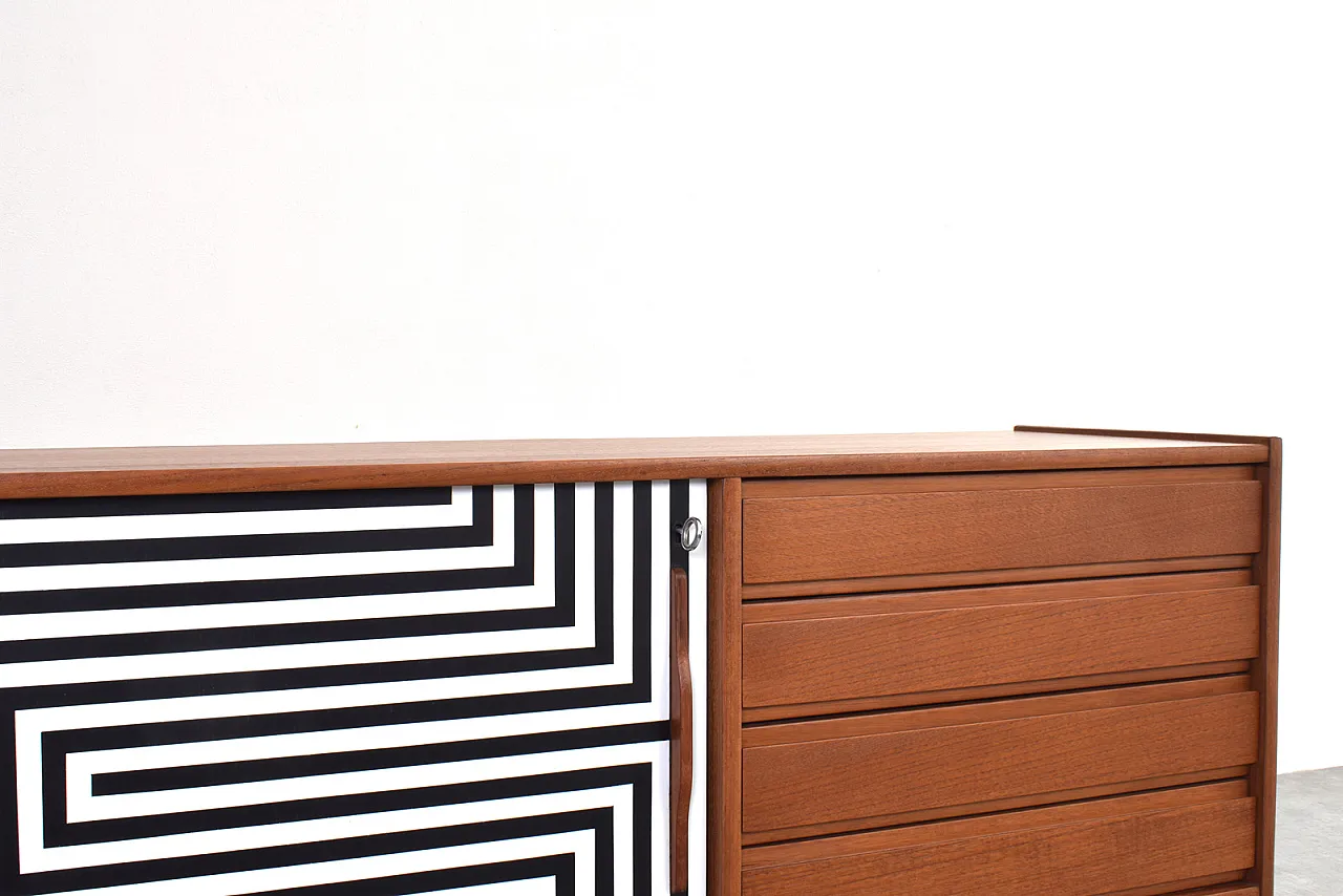 Mid-Century Op-Art Hand-Painted Danih Teak Sideboard, 1960s 12
