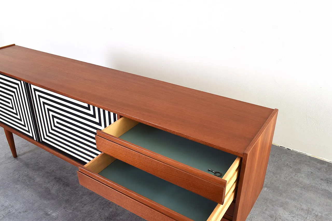 Mid-Century Op-Art Hand-Painted Danih Teak Sideboard, 1960s 15