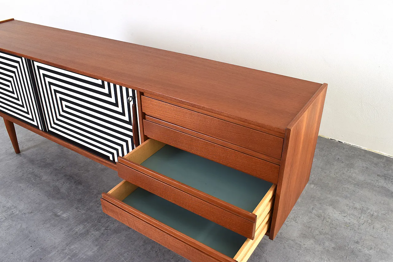 Mid-Century Op-Art Hand-Painted Danih Teak Sideboard, 1960s 16