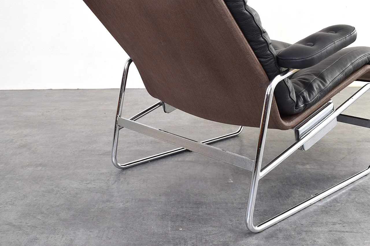 Bauhaus Leather and Chrome Fenix Chaise Lounge by Sam Larsson Dux 12
