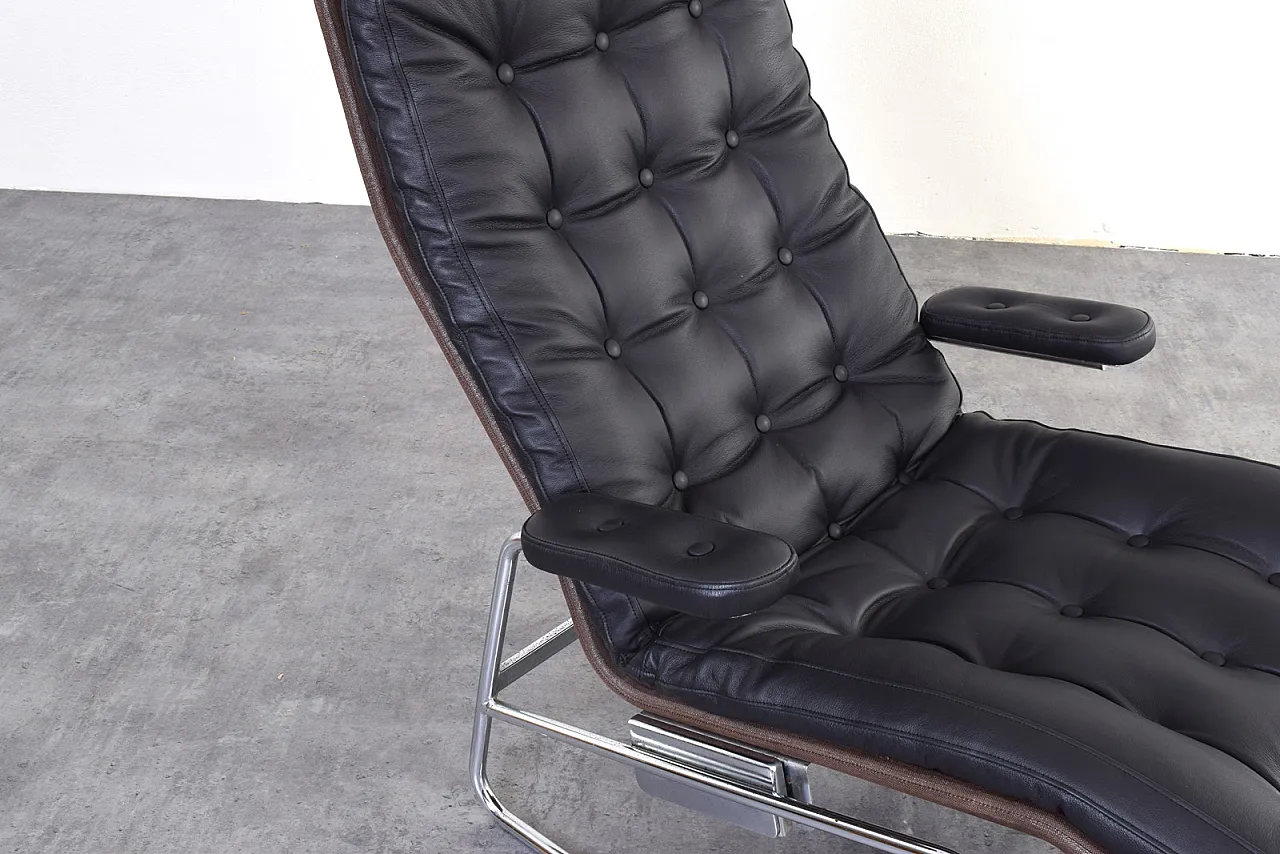 Bauhaus Leather and Chrome Fenix Chaise Lounge by Sam Larsson Dux 16