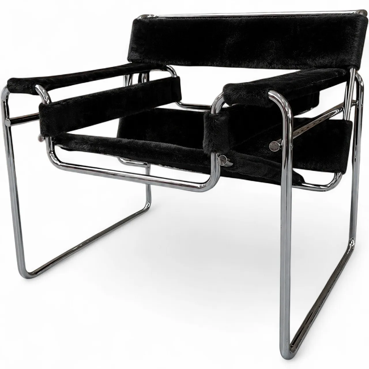 Poltrona B3 Wassilly di Knoll Studio in Cuoio e Pelo Nero, anni 2000 16