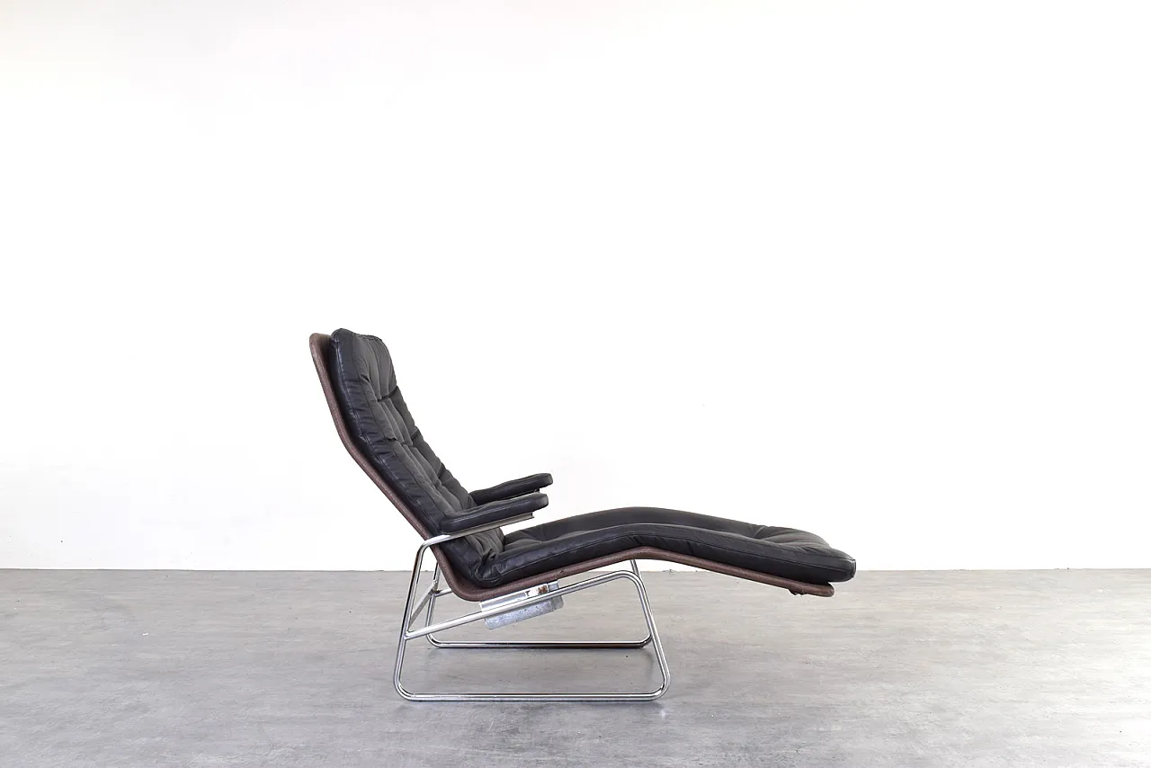 Bauhaus Leather and Chrome Fenix Chaise Lounge by Sam Larsson Dux 3
