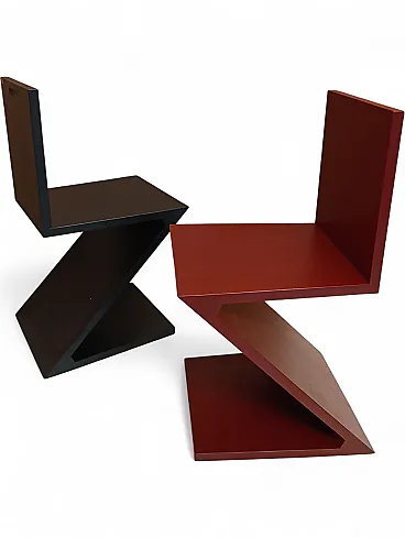 Sedia Zig Zag laccata di Thomas Gerrit Rietveld per Alivar, 2000