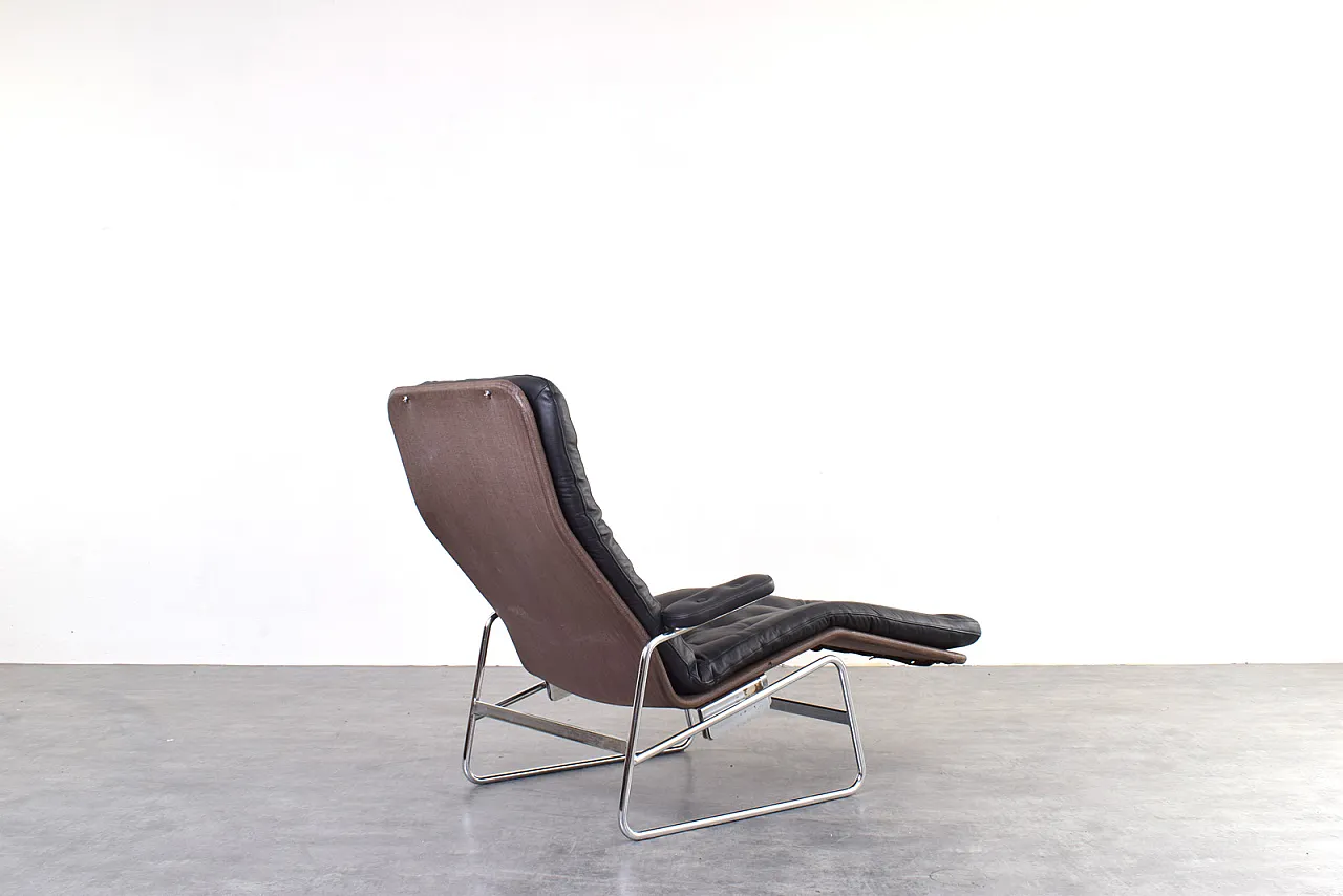 Bauhaus Leather and Chrome Fenix Chaise Lounge by Sam Larsson Dux 7