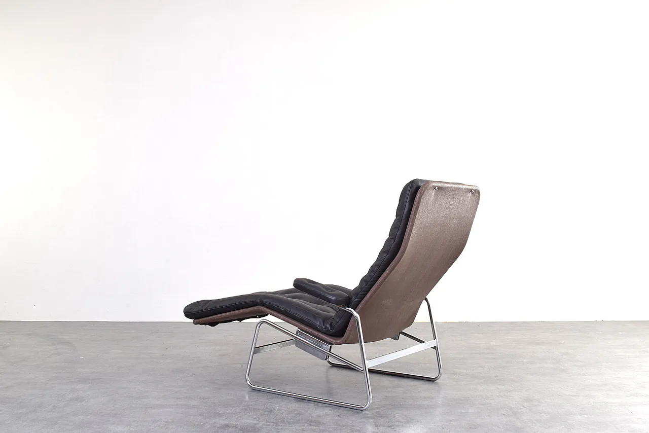 Bauhaus Leather and Chrome Fenix Chaise Lounge by Sam Larsson Dux 8