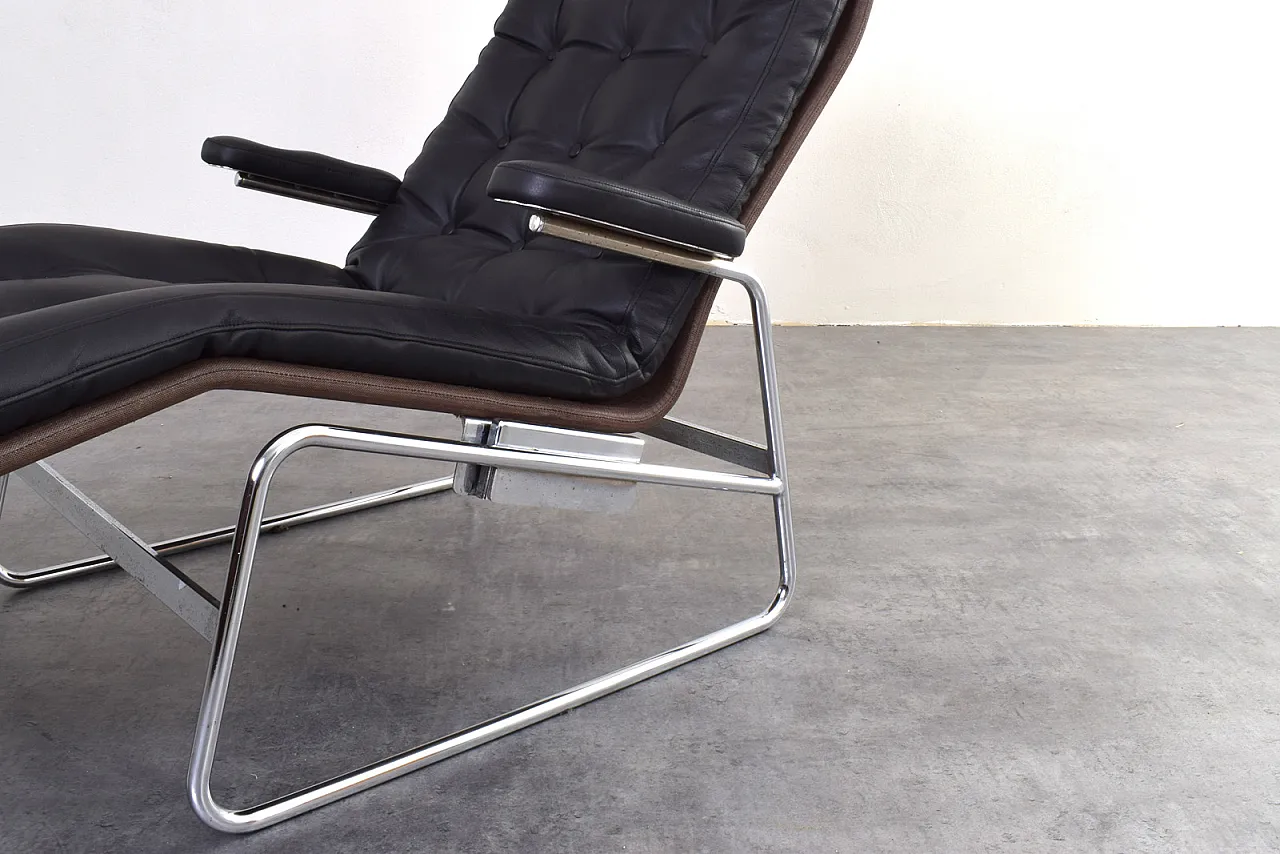 Bauhaus Leather and Chrome Fenix Chaise Lounge by Sam Larsson Dux 9