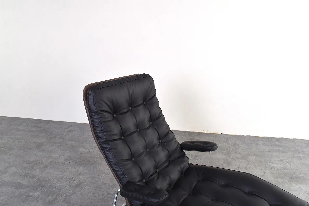 Bauhaus Leather and Chrome Fenix Chaise Lounge by Sam Larsson Dux 11