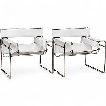 Coppia di poltrone B3 Wassilly di Knoll Studio in cuoio e  pelo, 2000