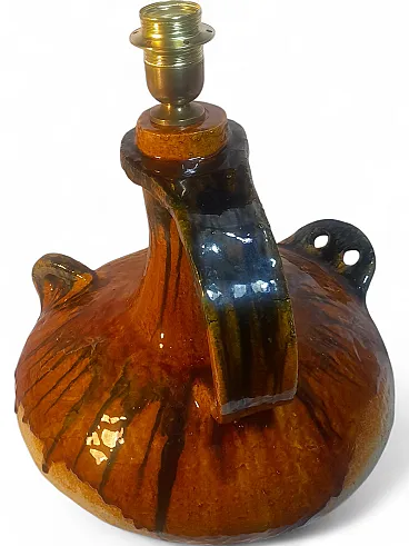 Base scultorea per lampada in ceramica smaltata, anni '70