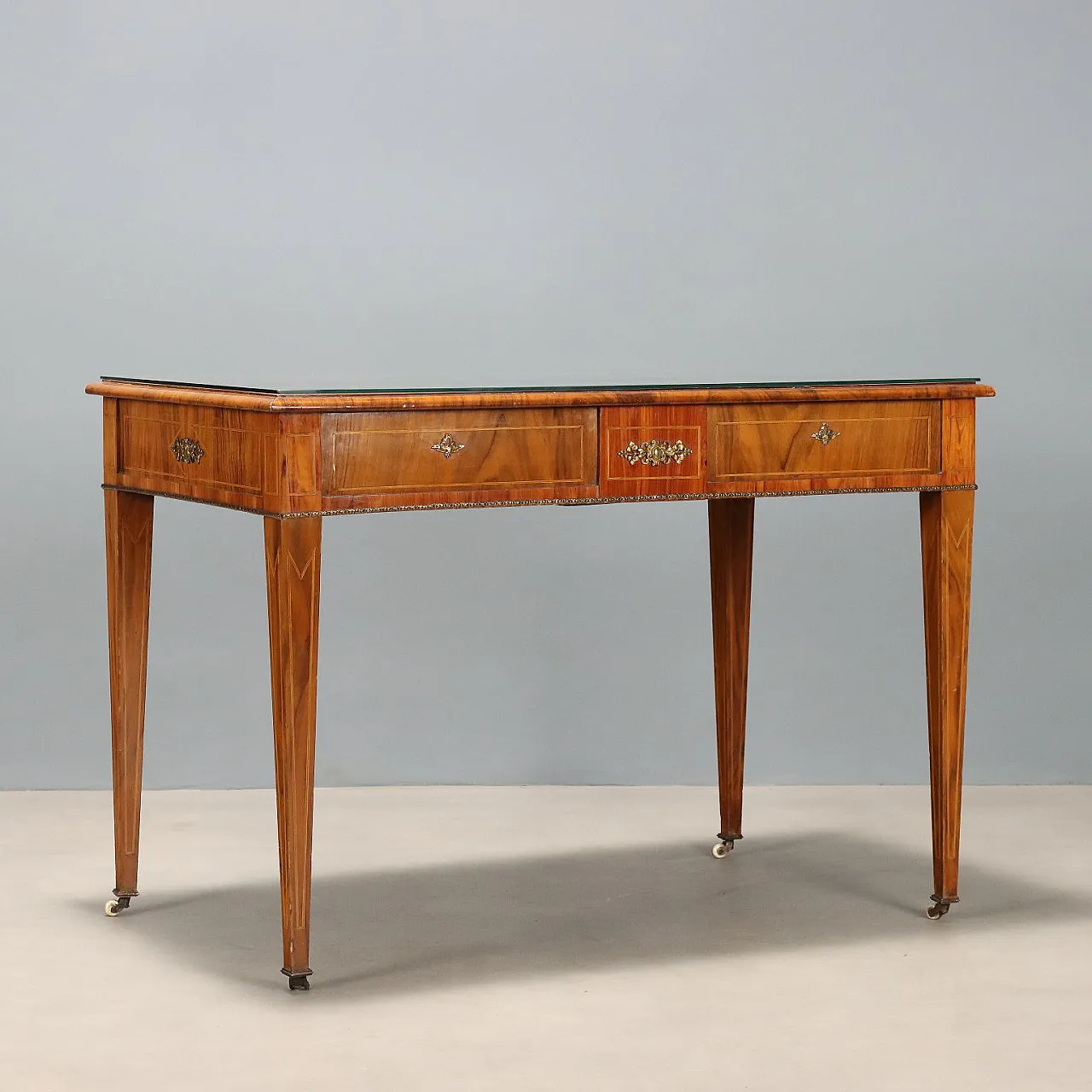 Open desk in Bois de Rose, walnut and mahogany, 19th century 10