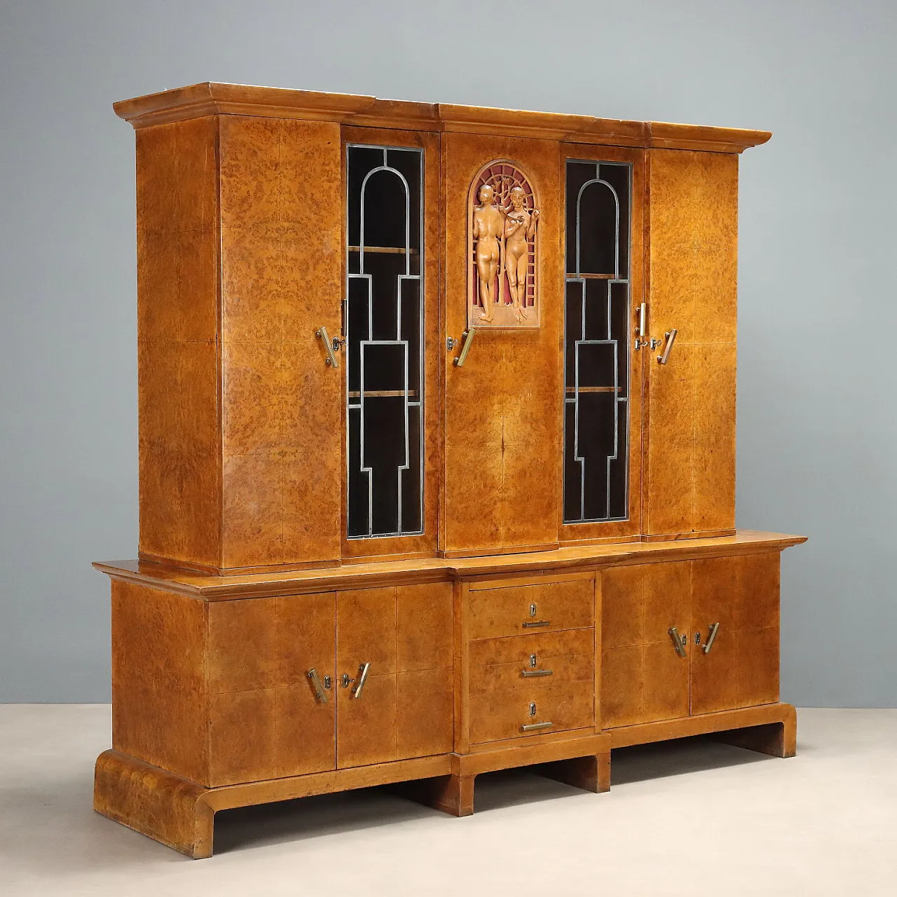 Art Deco living room furniture veneered in maple burl, 20th century 1