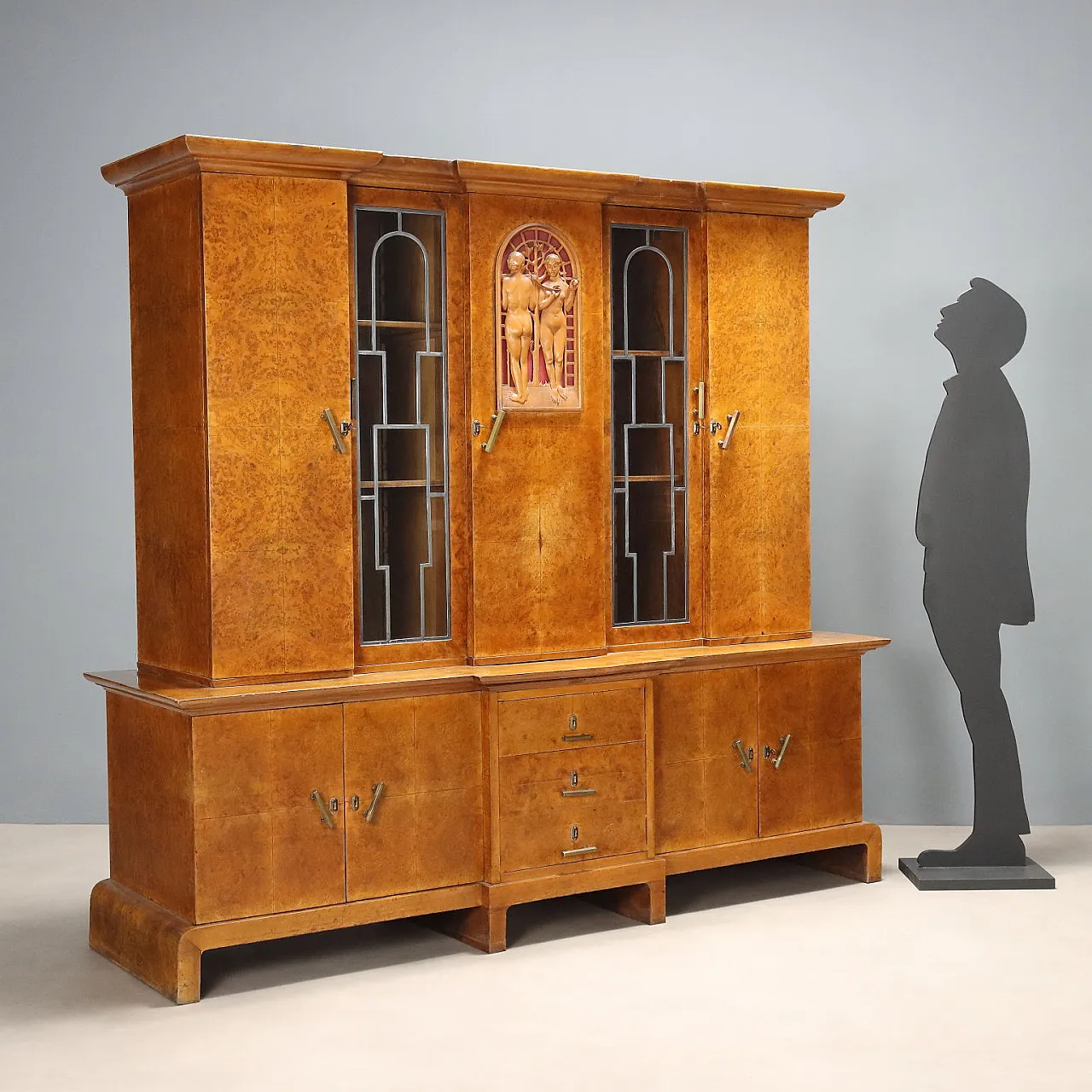 Art Deco living room furniture veneered in maple burl, 20th century 3