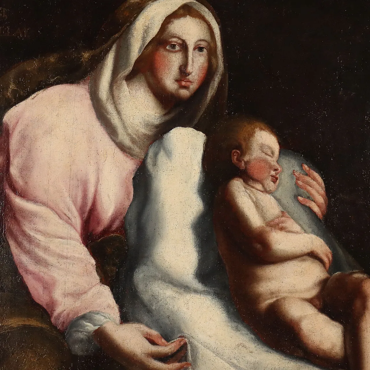 Madonna con Bambino Addormentato, olio su tela, '700 3