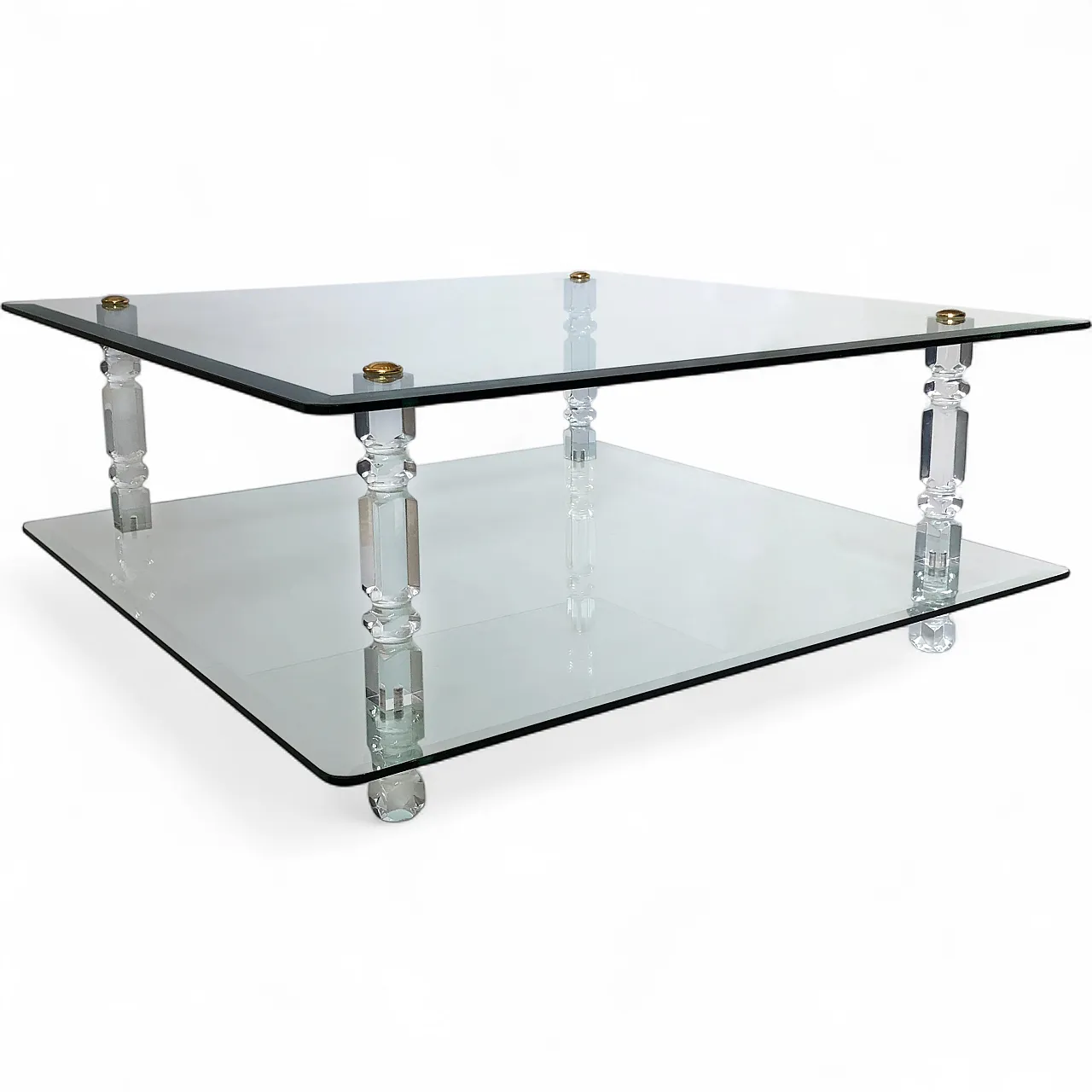 Two-Tier Lucite Glass Coffee Table, 70s 12