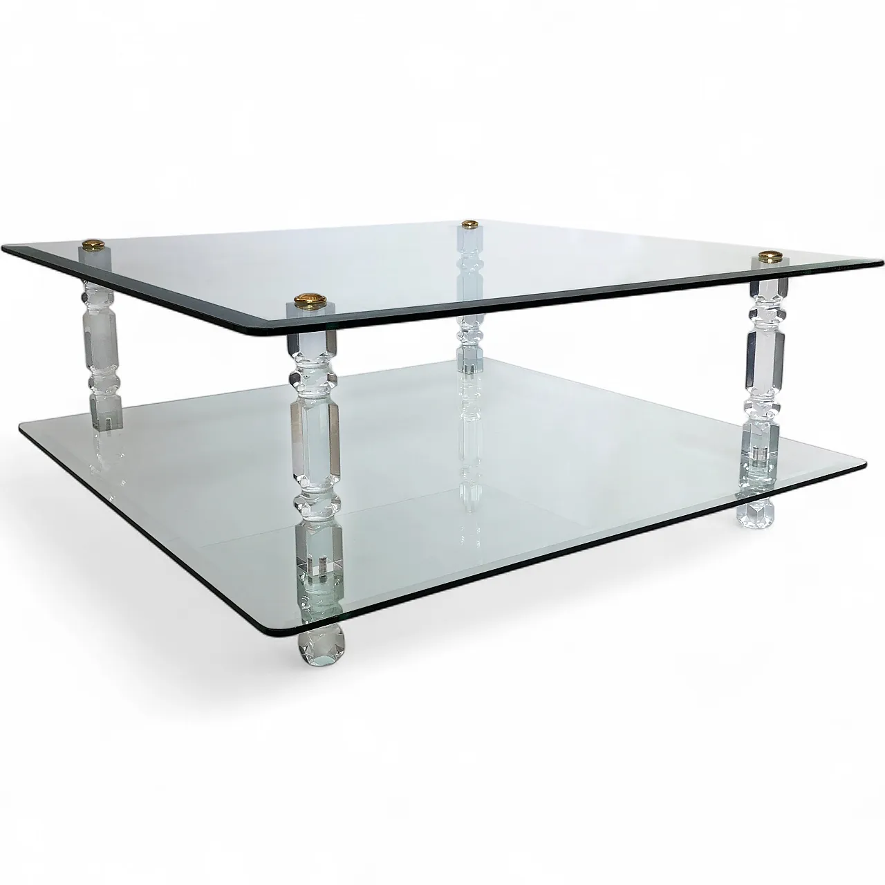 Two-Tier Lucite Glass Coffee Table, 70s 13