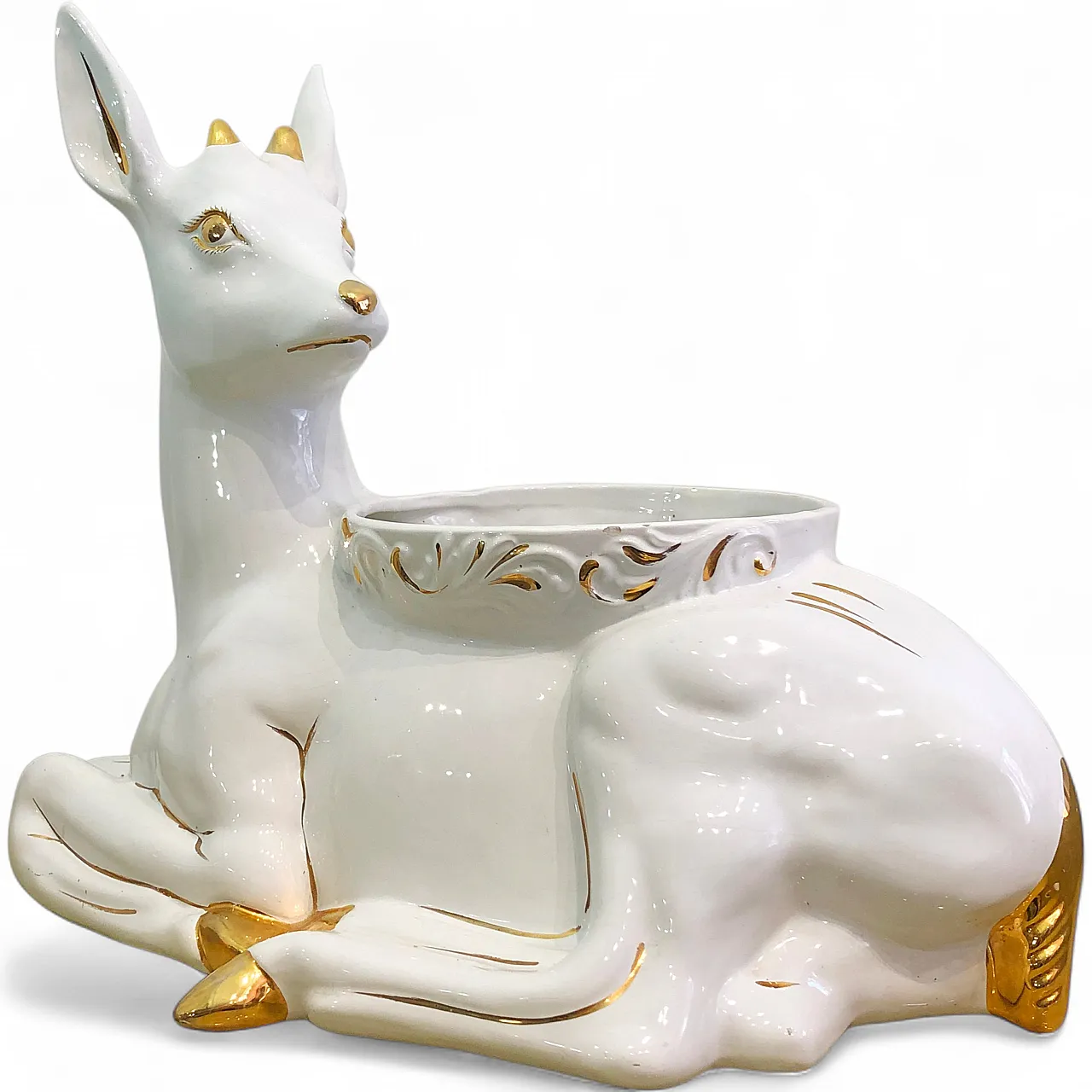 Athena Deer Faun Ceramic Planter, 90s 14