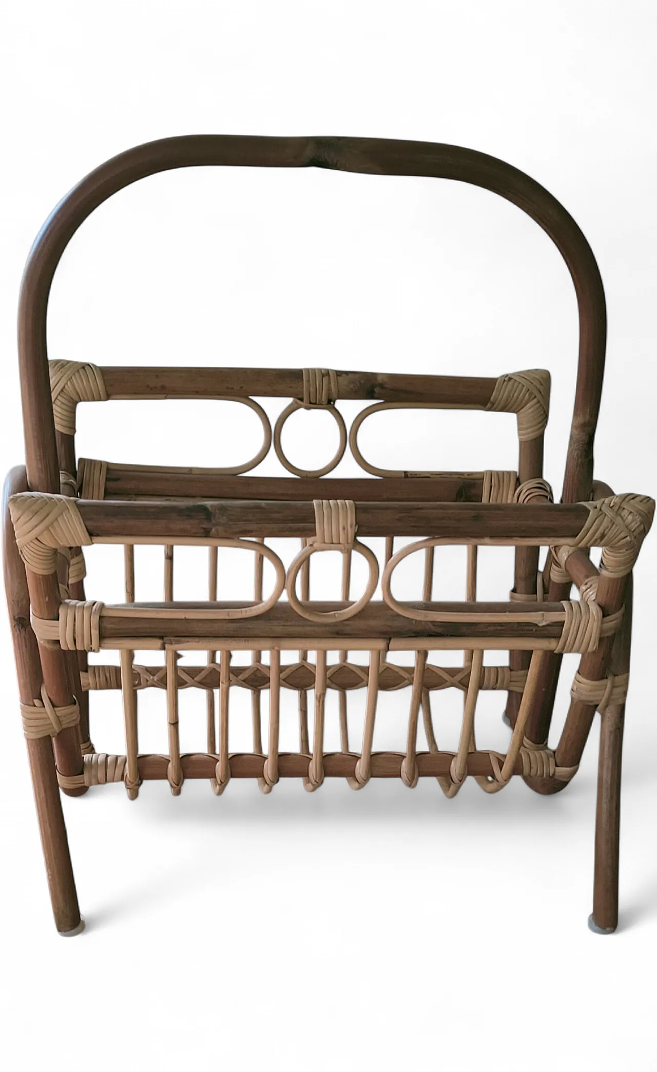Bamboo and rattan magazine rack, 70s 5