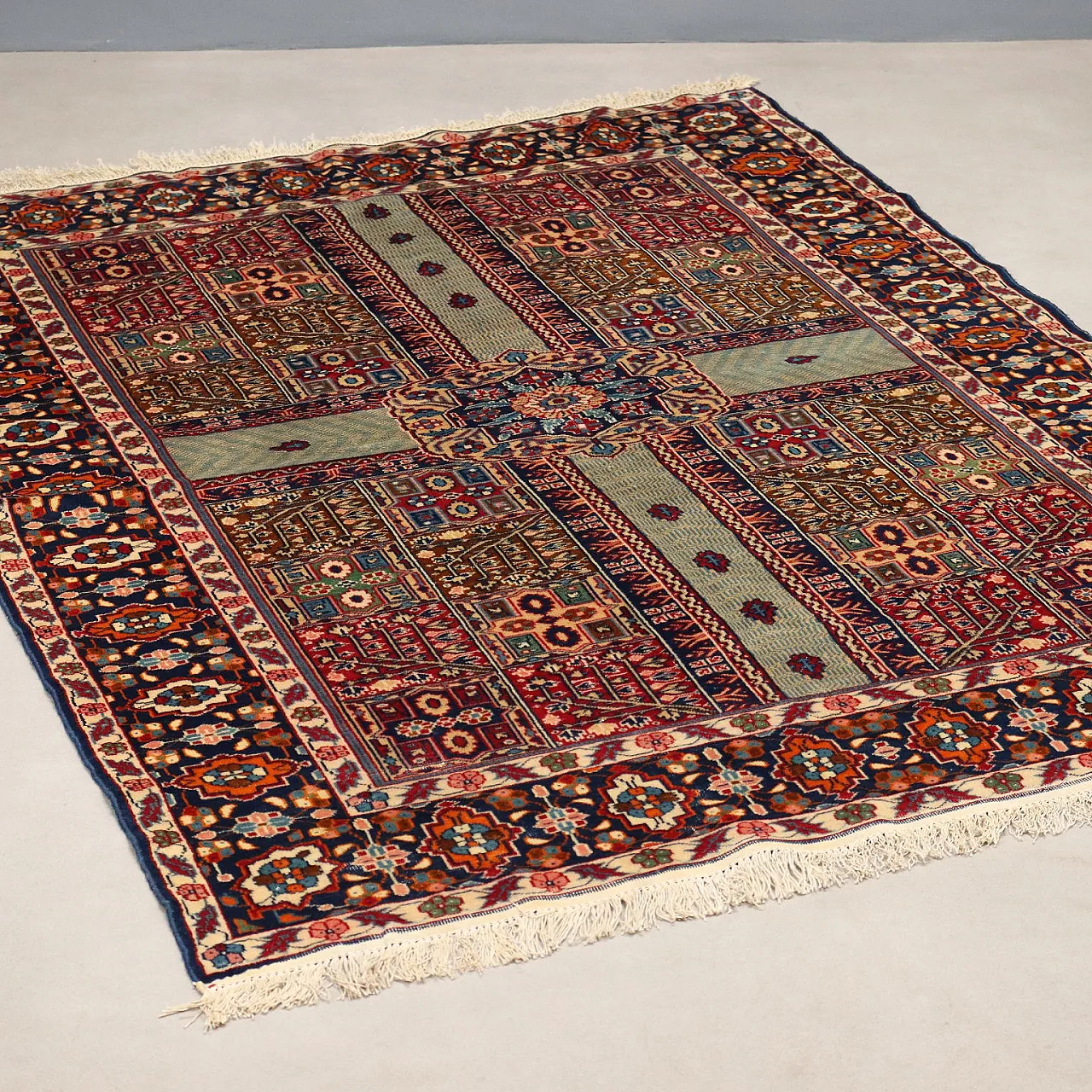 Jaipur rug in cotton and wool, extra-fine knot, handmade, 20th century 1