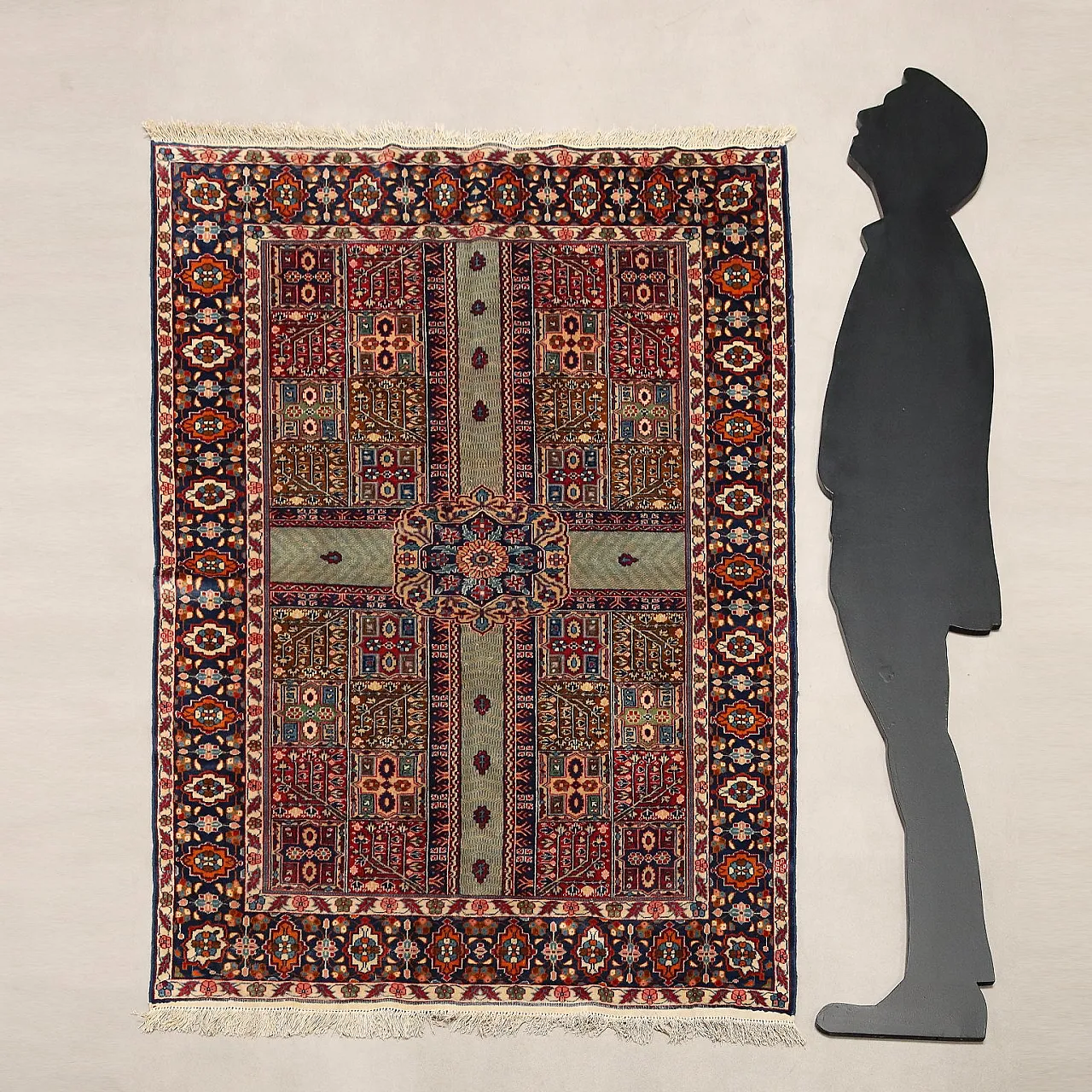 Jaipur rug in cotton and wool, extra-fine knot, handmade, 20th century 3